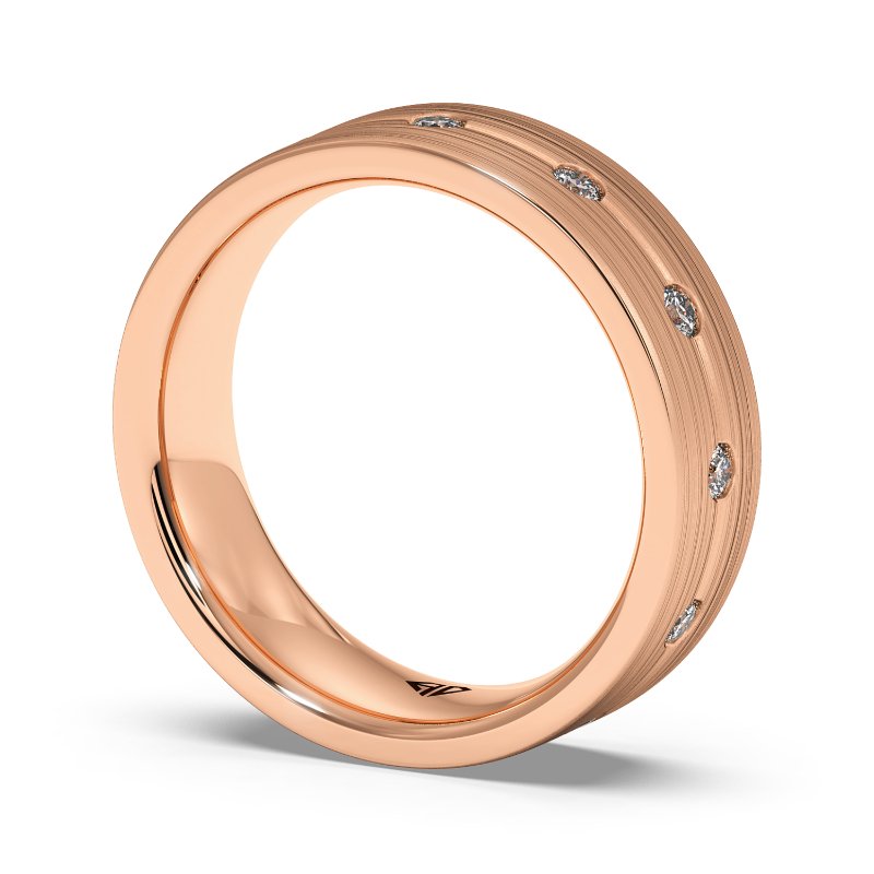 9K Rose Gold Zakariyah Diamond Wedding Band