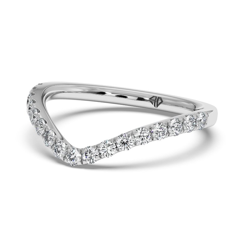 18K White Gold Cyrus Curved Wedding Band