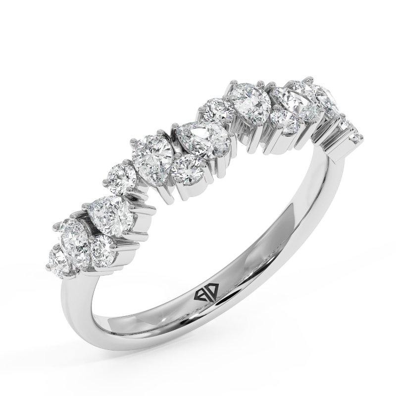 18K White Gold Sage Wedding Band