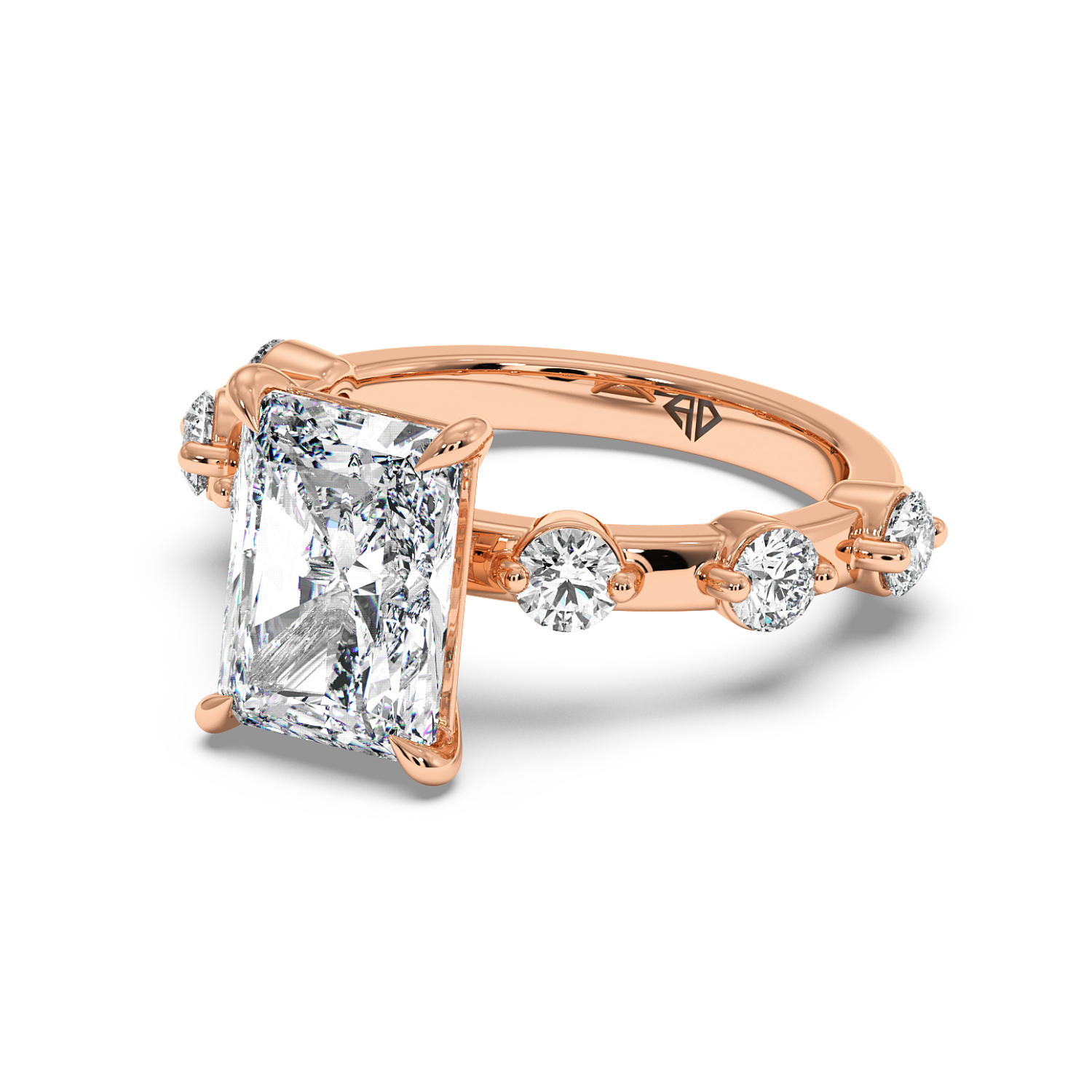 18K Rose Gold Radiant Cut Diamond Engagement Ring