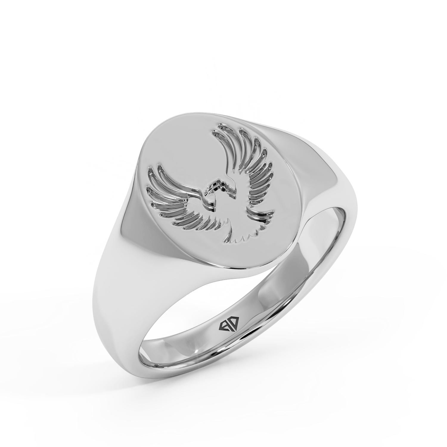 18K White Gold Eagle Signet Ring