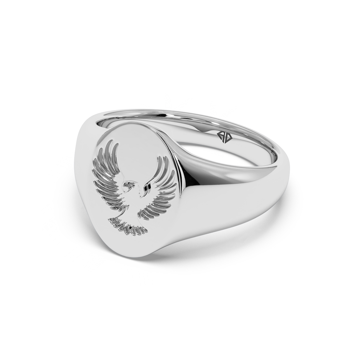 18K White Gold Eagle Signet Ring