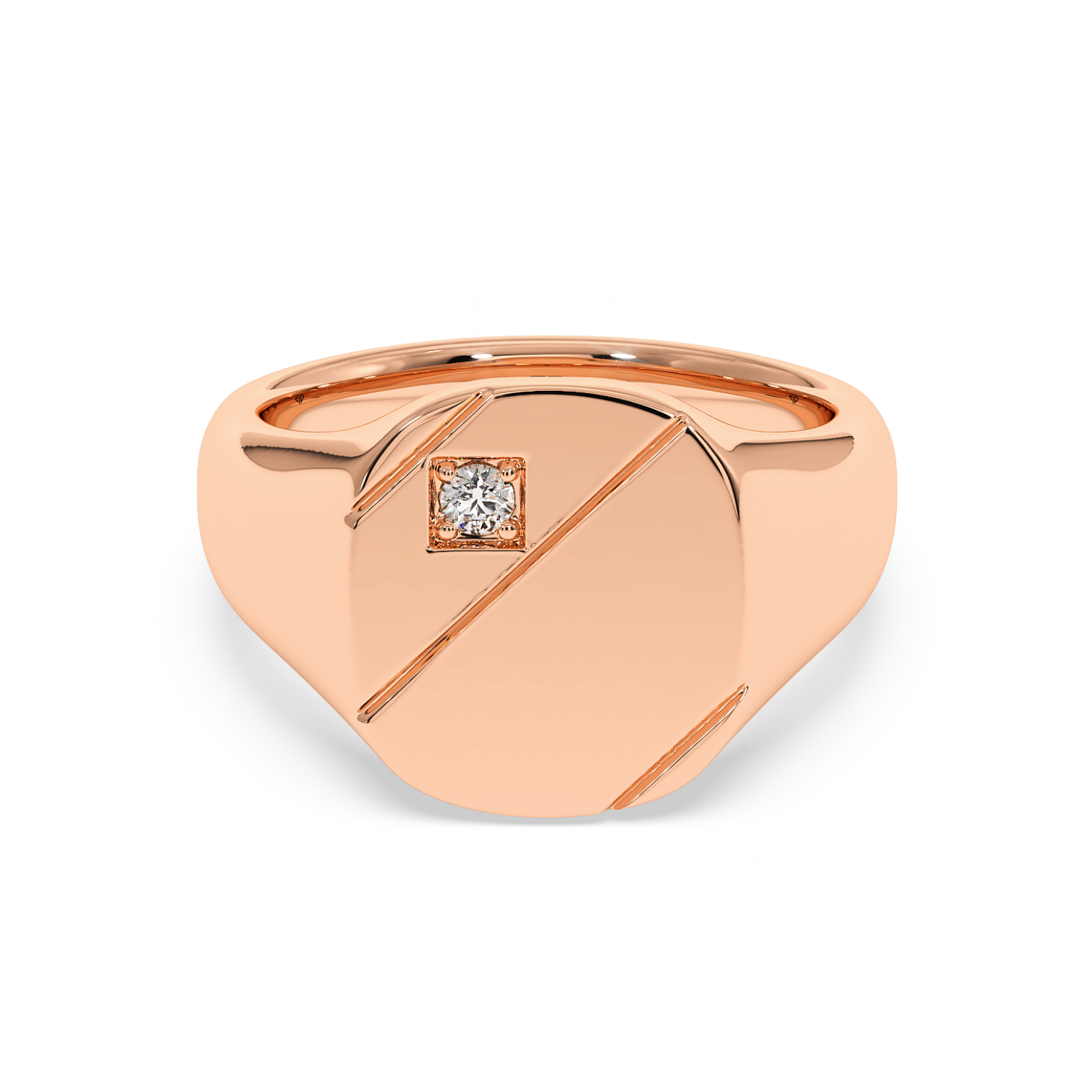 18K White Gold Cushion Signet Ring