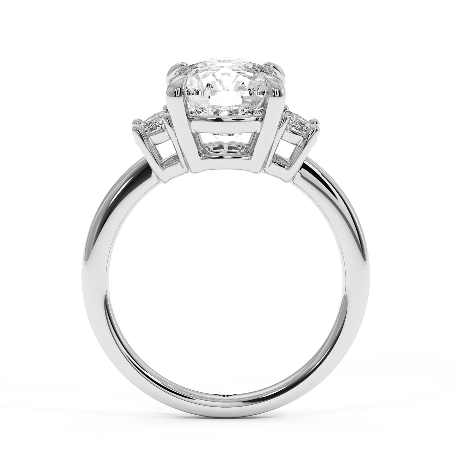 18K White Gold Cushion Cut Three Stone Engagement Ring