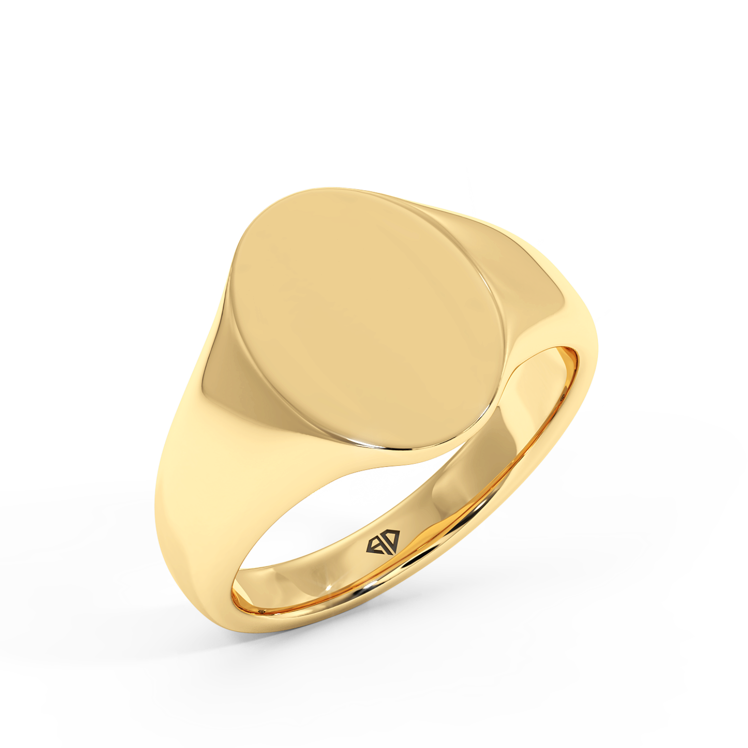 18K Yellow Gold Engraved Signet Ring