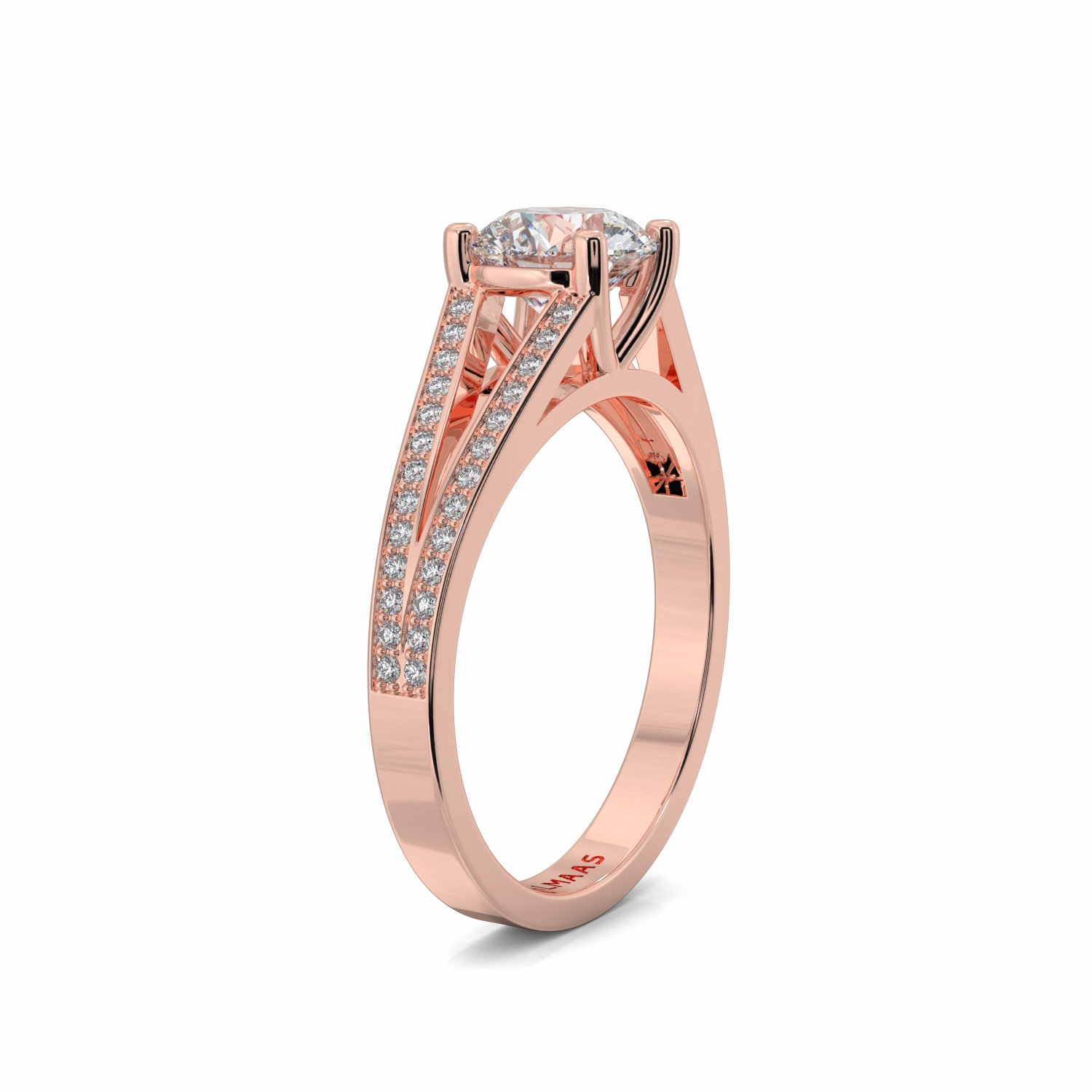 18K Rose Gold Athena Diamond Shoulder Engagaement Ring