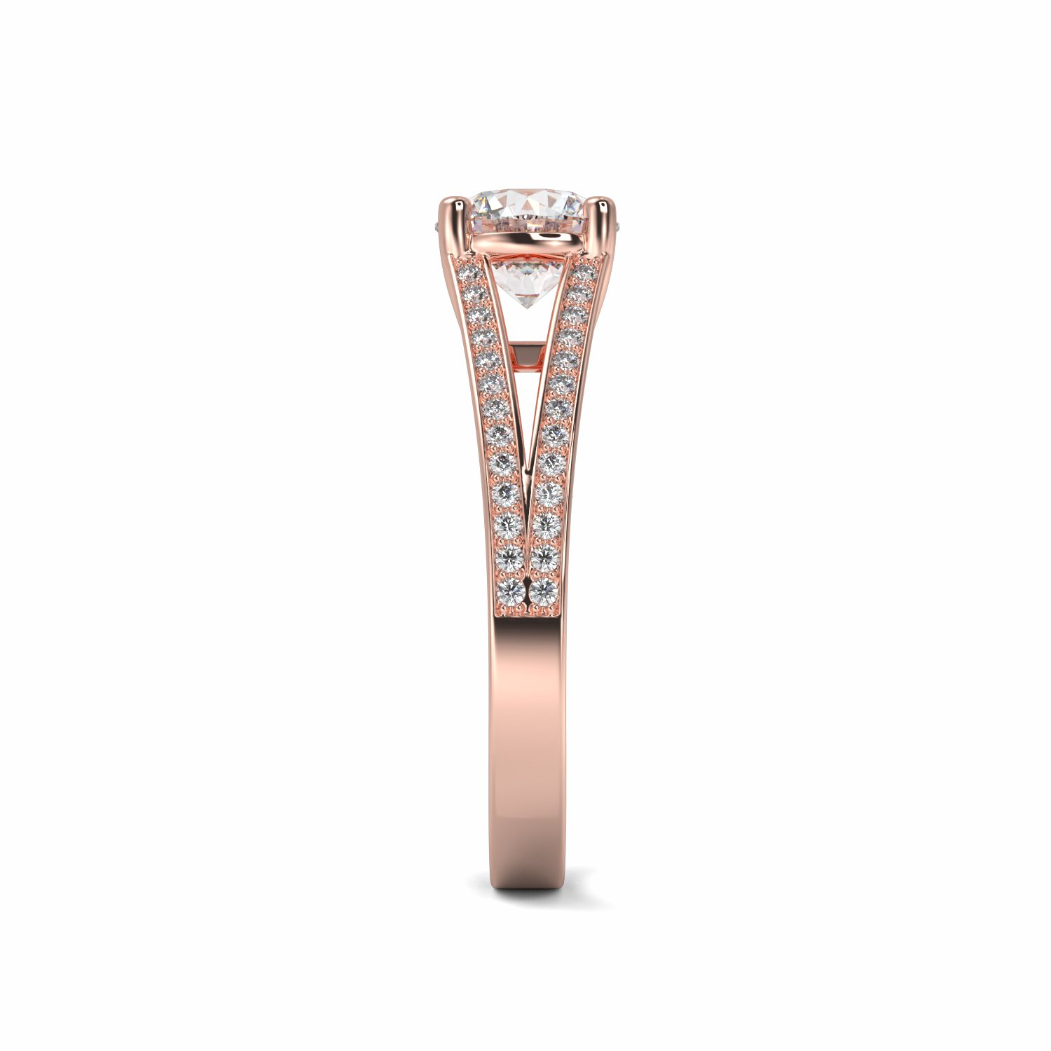 18K Rose Gold Athena Diamond Shoulder Engagaement Ring