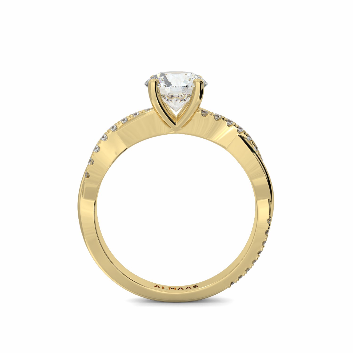 18K Yellow Gold River Shoulder Set Diamond Engagement Rings