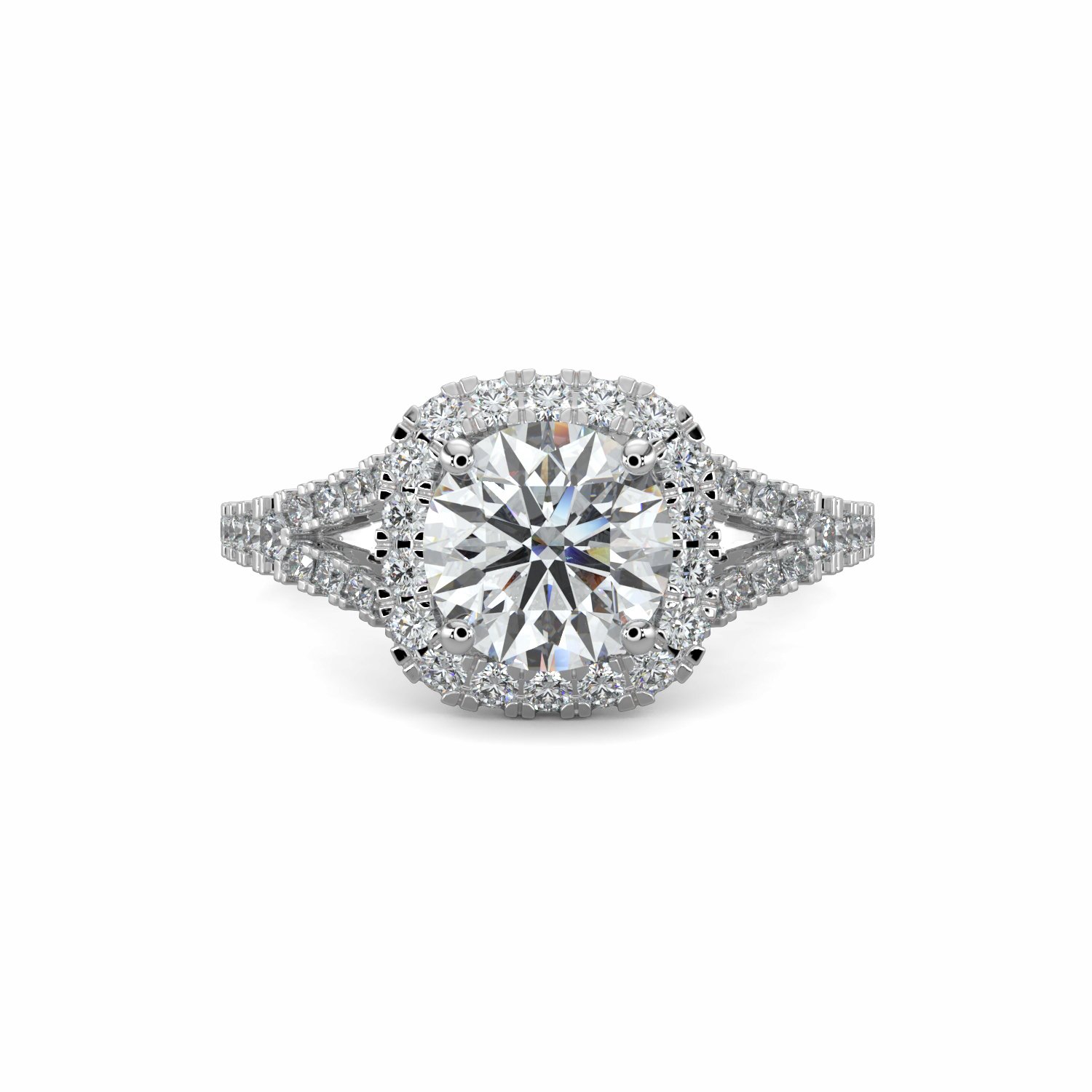 18K White Gold Iris Halo Engagement Ring