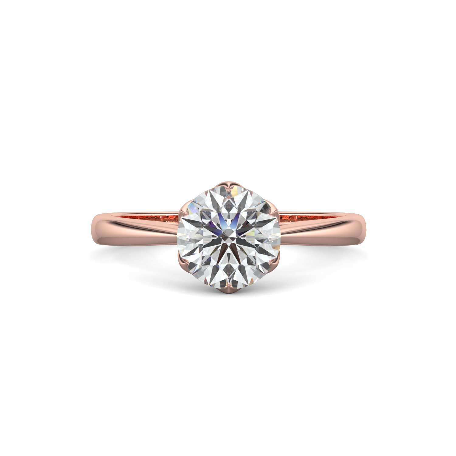 18K White Gold Petal Diamond Solitaire Engagement Ring