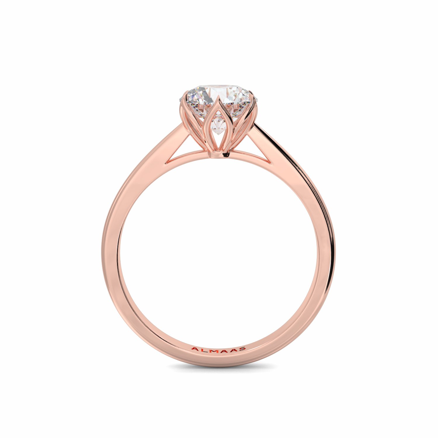 18K Rose Gold Petal Diamond Solitaire Engagement Ring