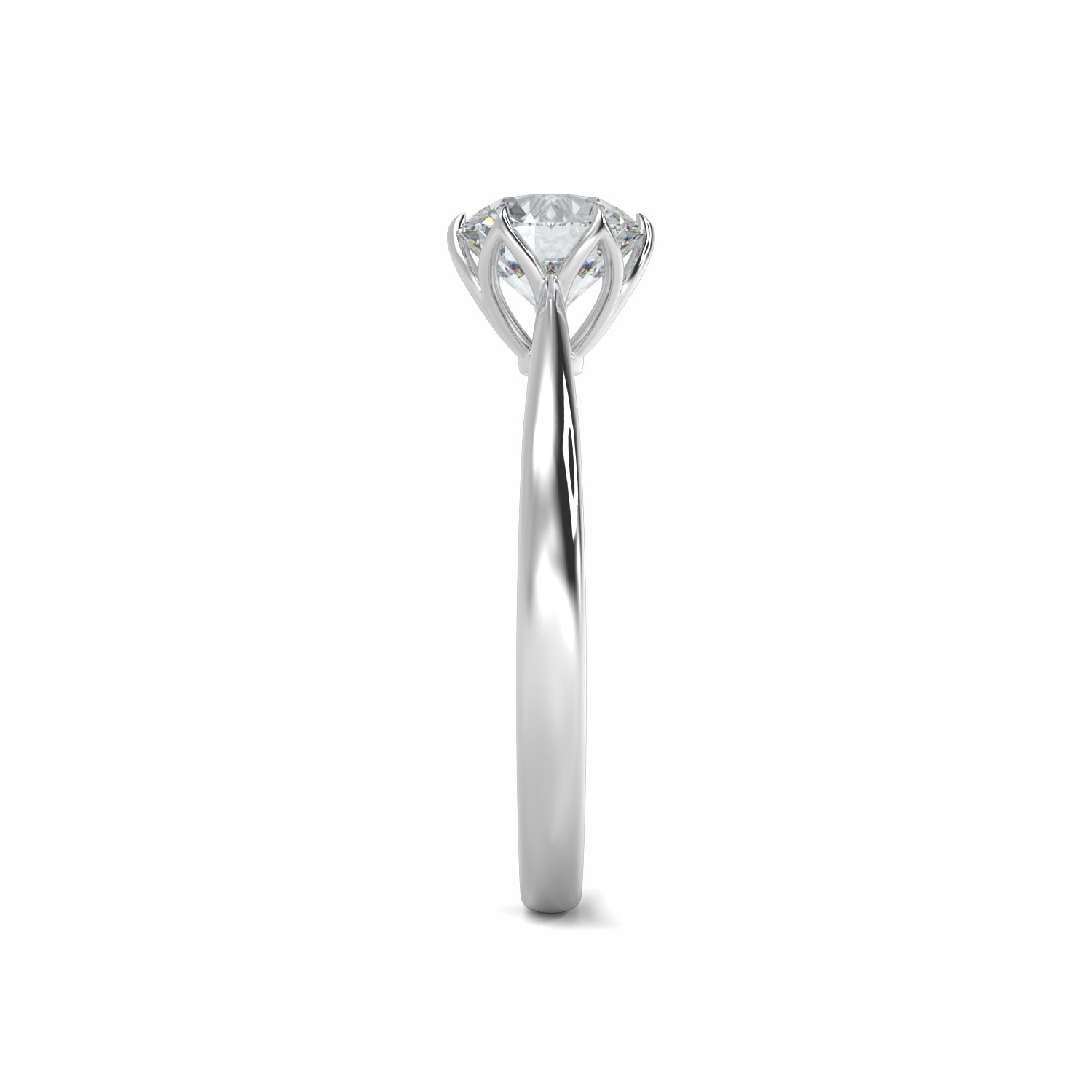 18K White Gold Petal Diamond Solitaire Engagement Ring