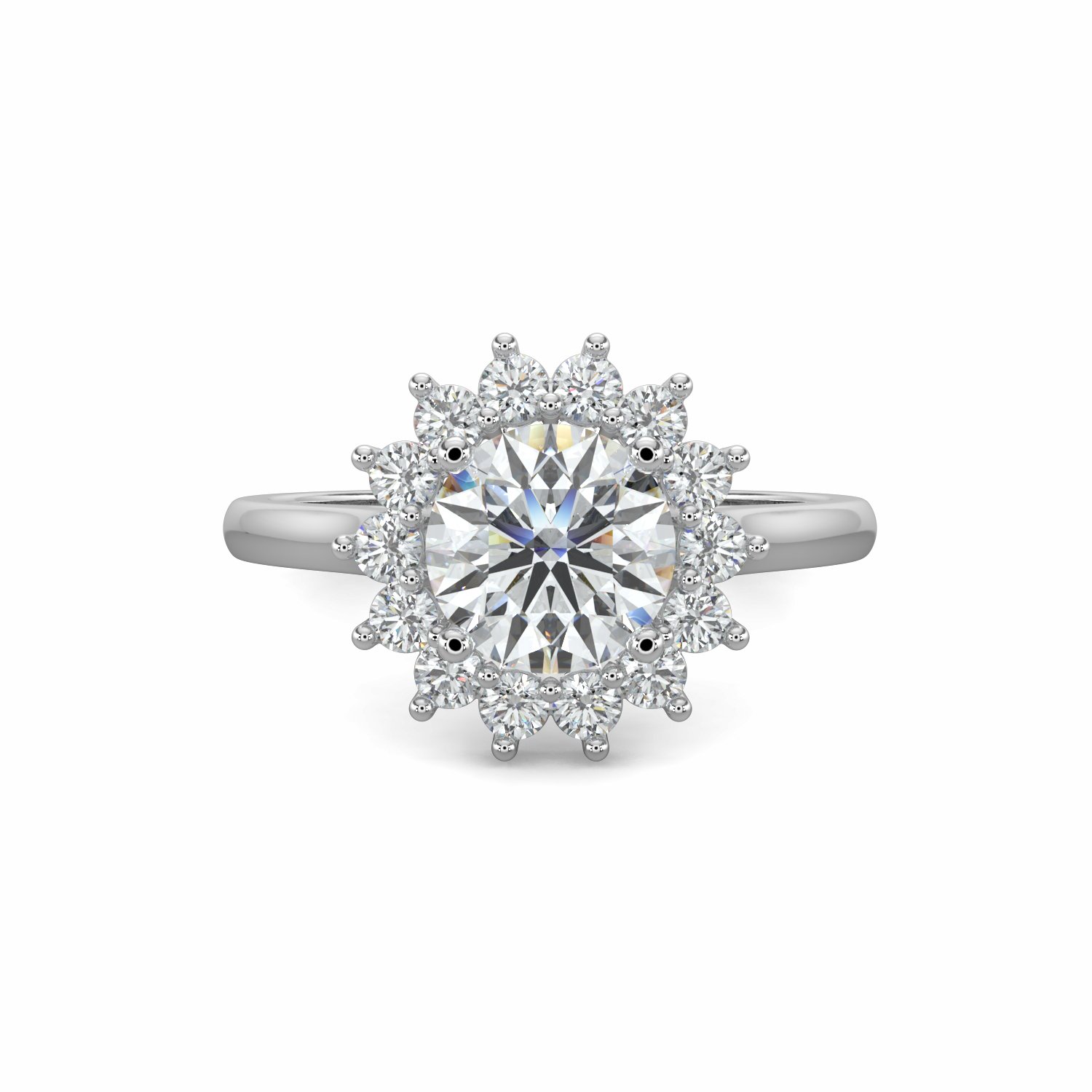 18K White Gold Flora Halo Engagement Ring
