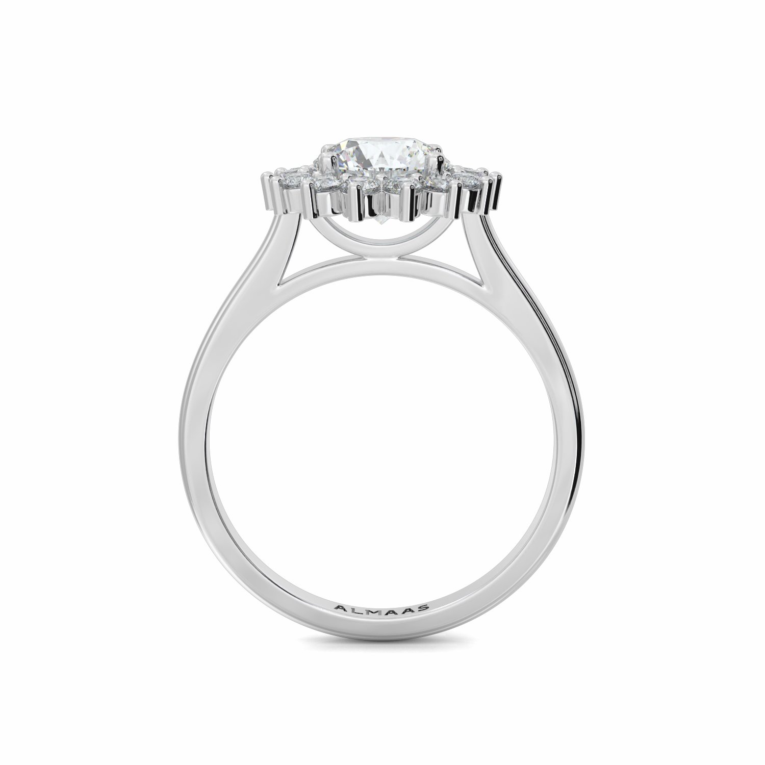 18K White Gold Flora Halo Engagement Ring