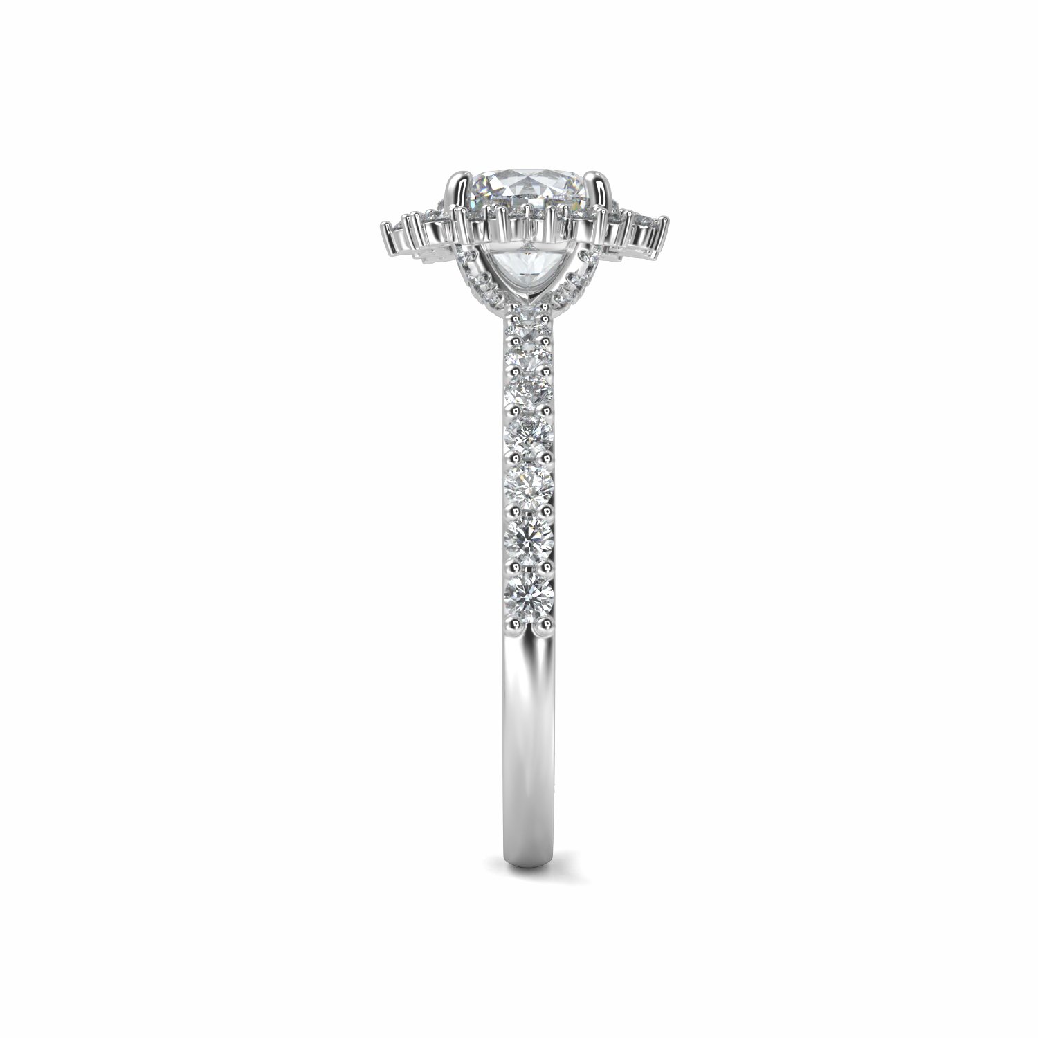 18K White Gold Twilight Halo Engagement Ring