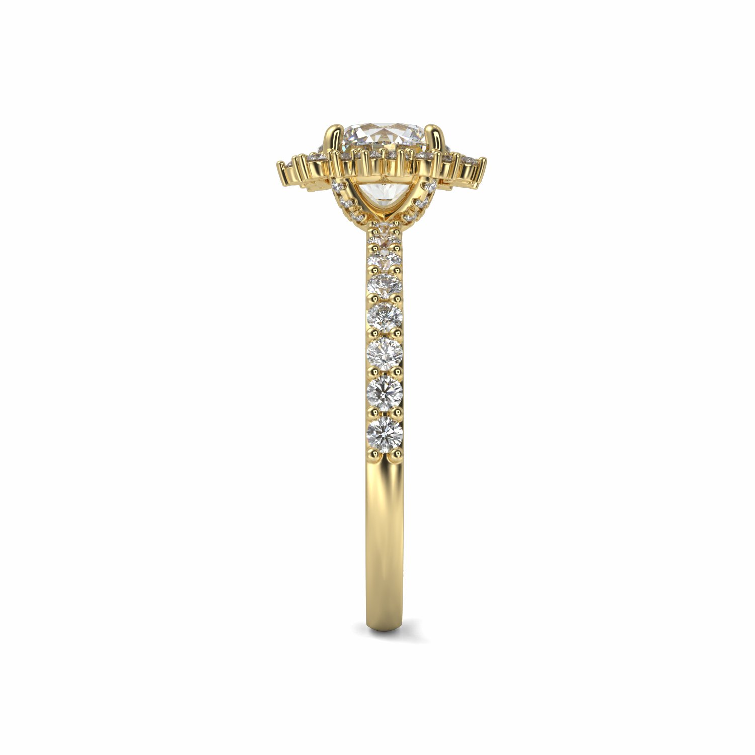18K Yellow Gold Twilight Halo Engagement Ring