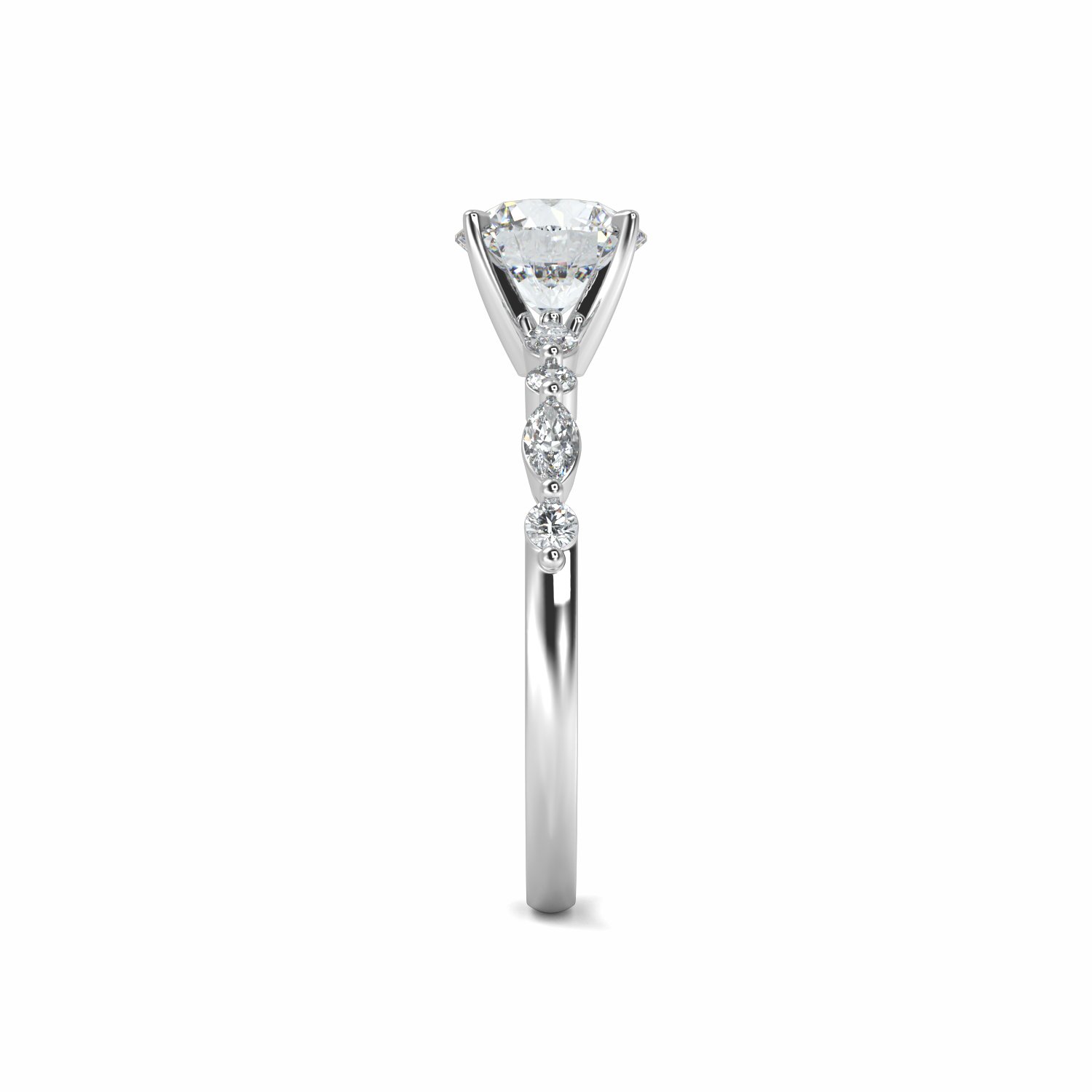 18K White Gold Viola Diamond Shoulder Engagement Ring