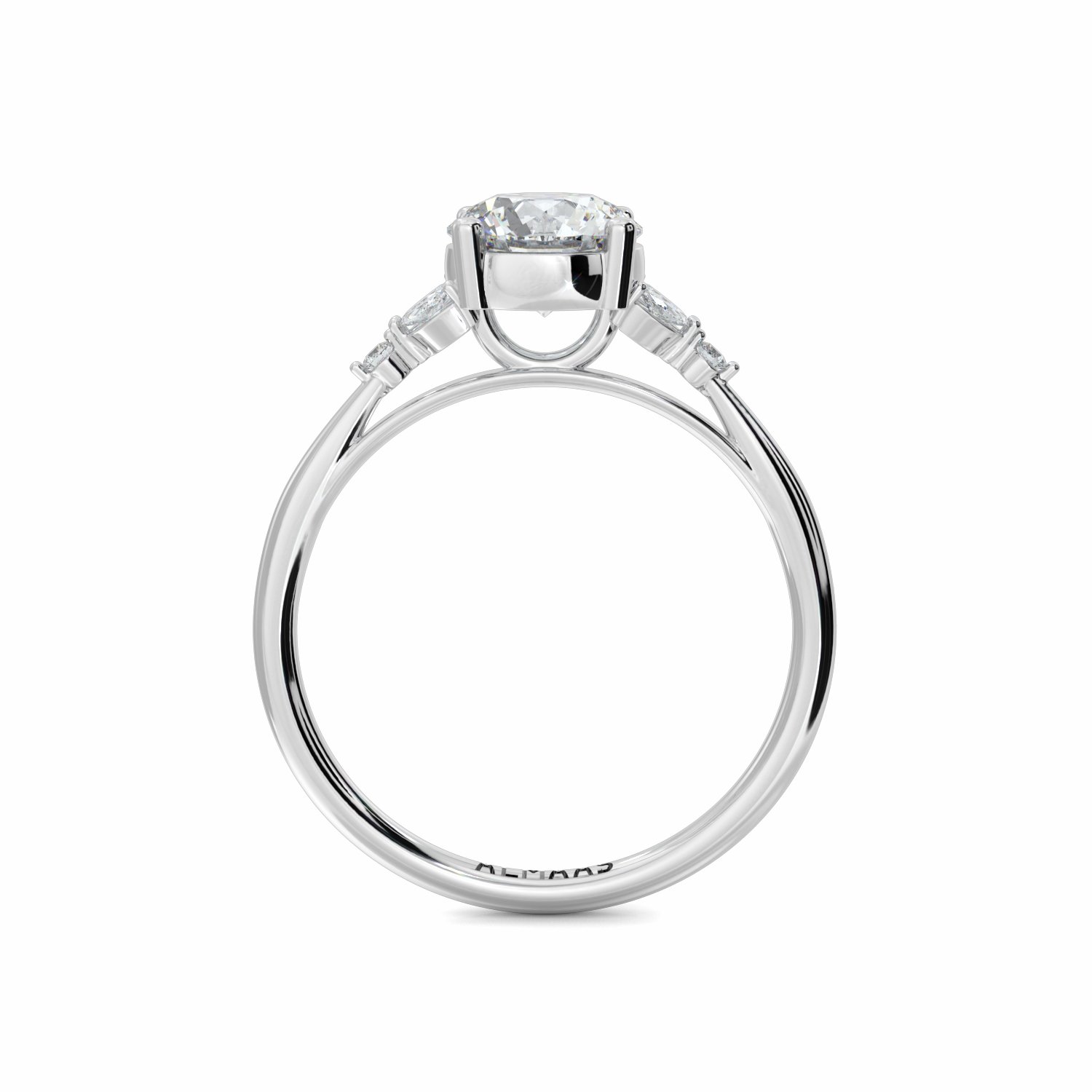 18K White Gold Raya Diamond Shoulder Engagement Ring