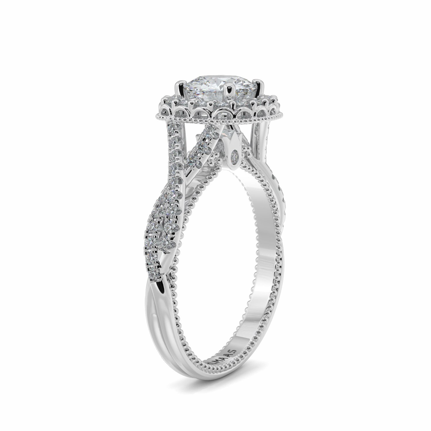 18K White Gold Genevieve Halo Engagement Ring