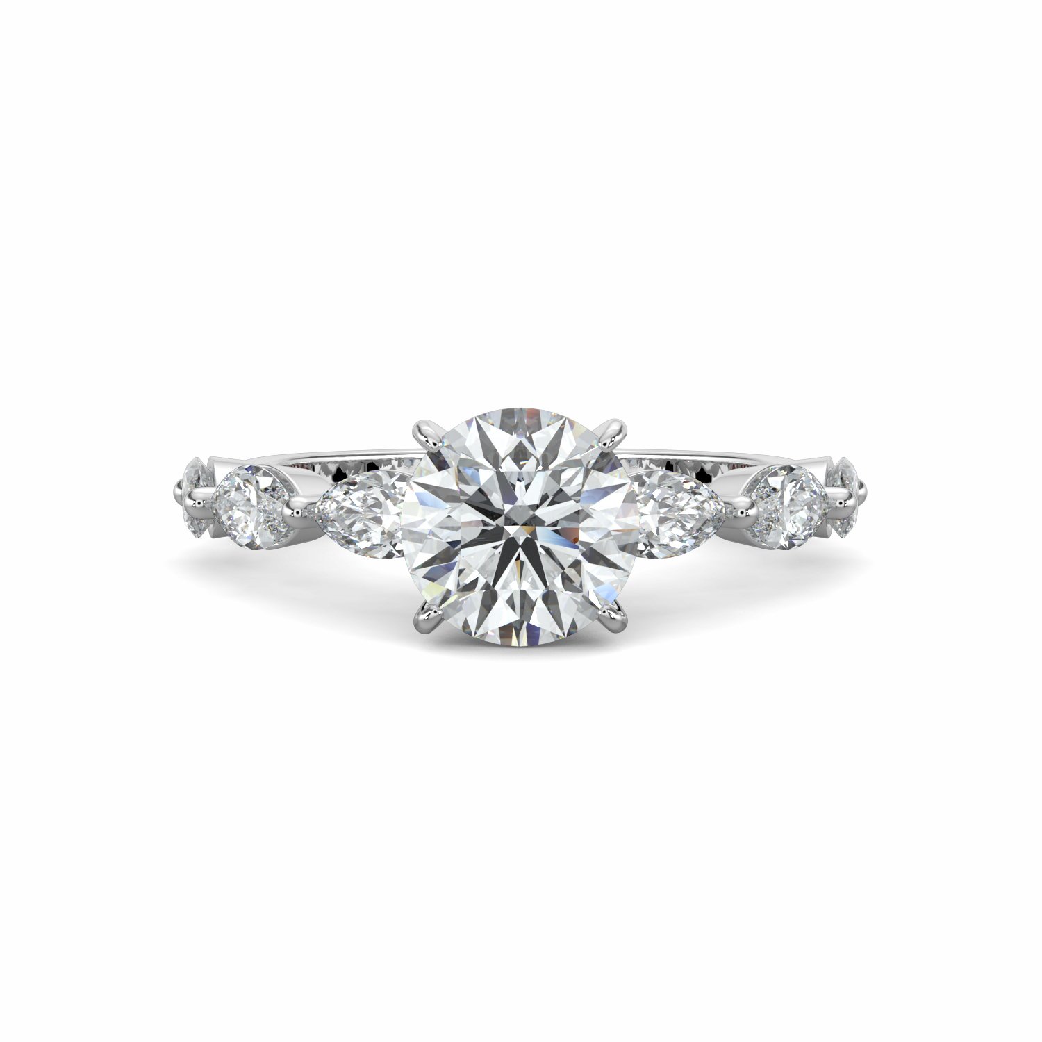 18K White Gold Lila Diamond Shoulder Engagement Ring