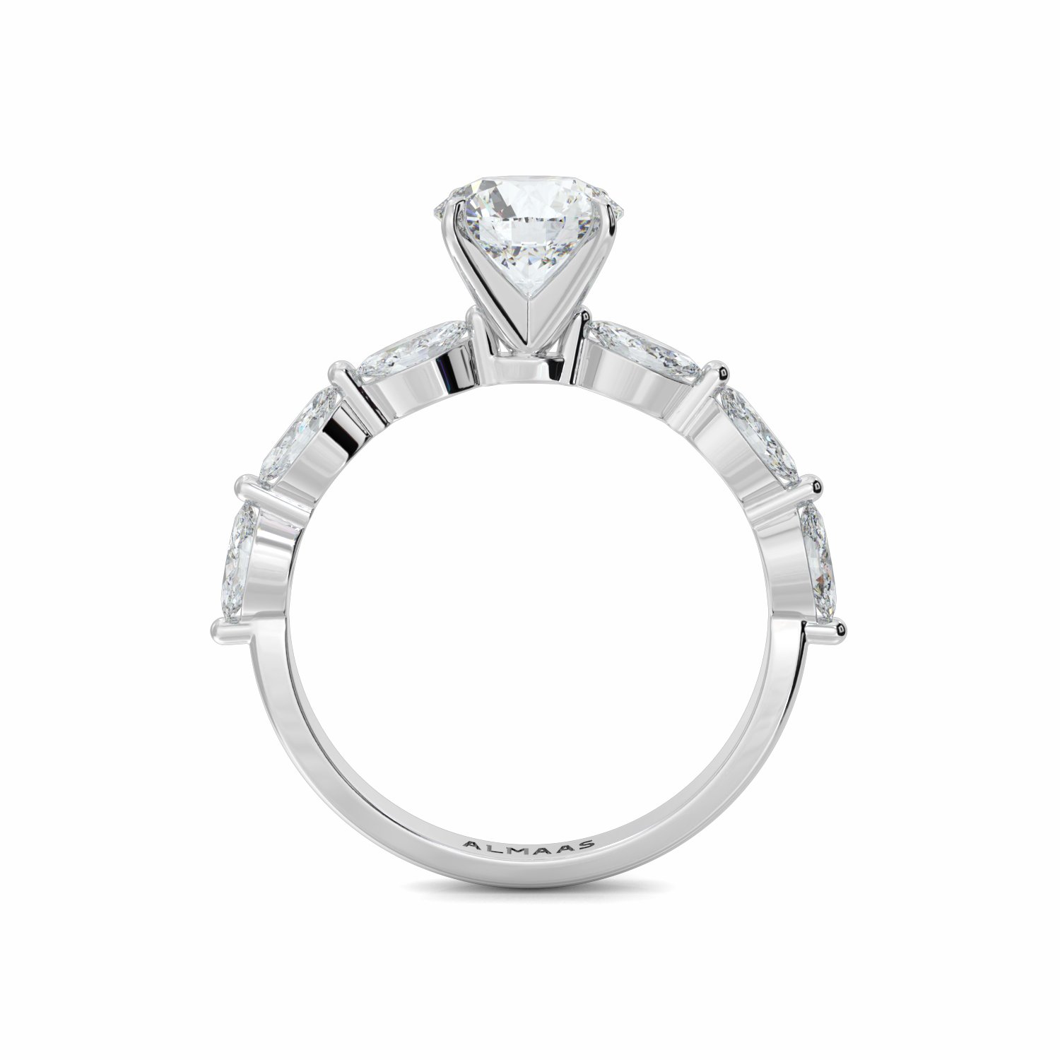 18K White Gold Lila Diamond Shoulder Engagement Ring