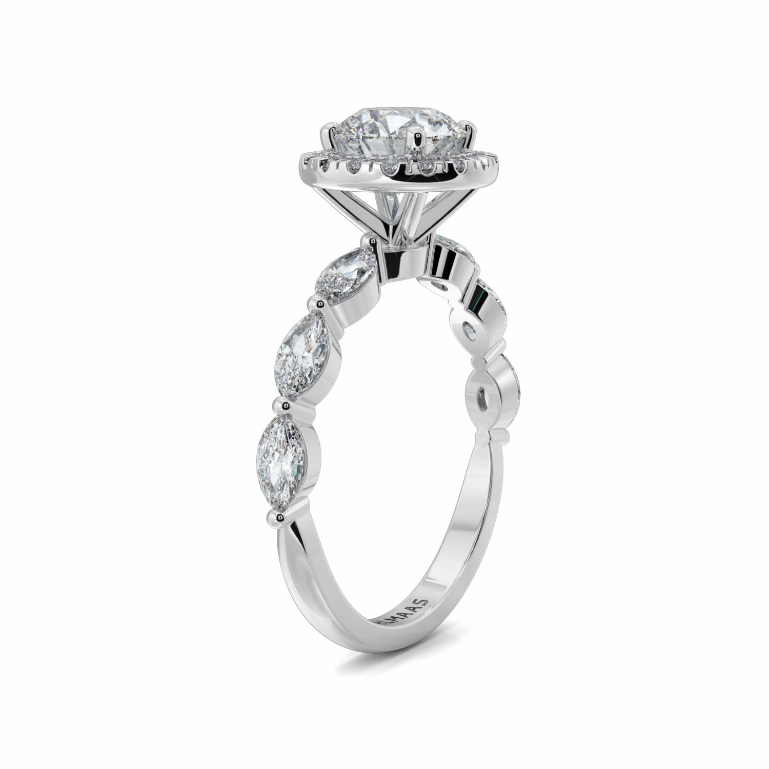 18K White Gold Raisah Halo Engagement Ring