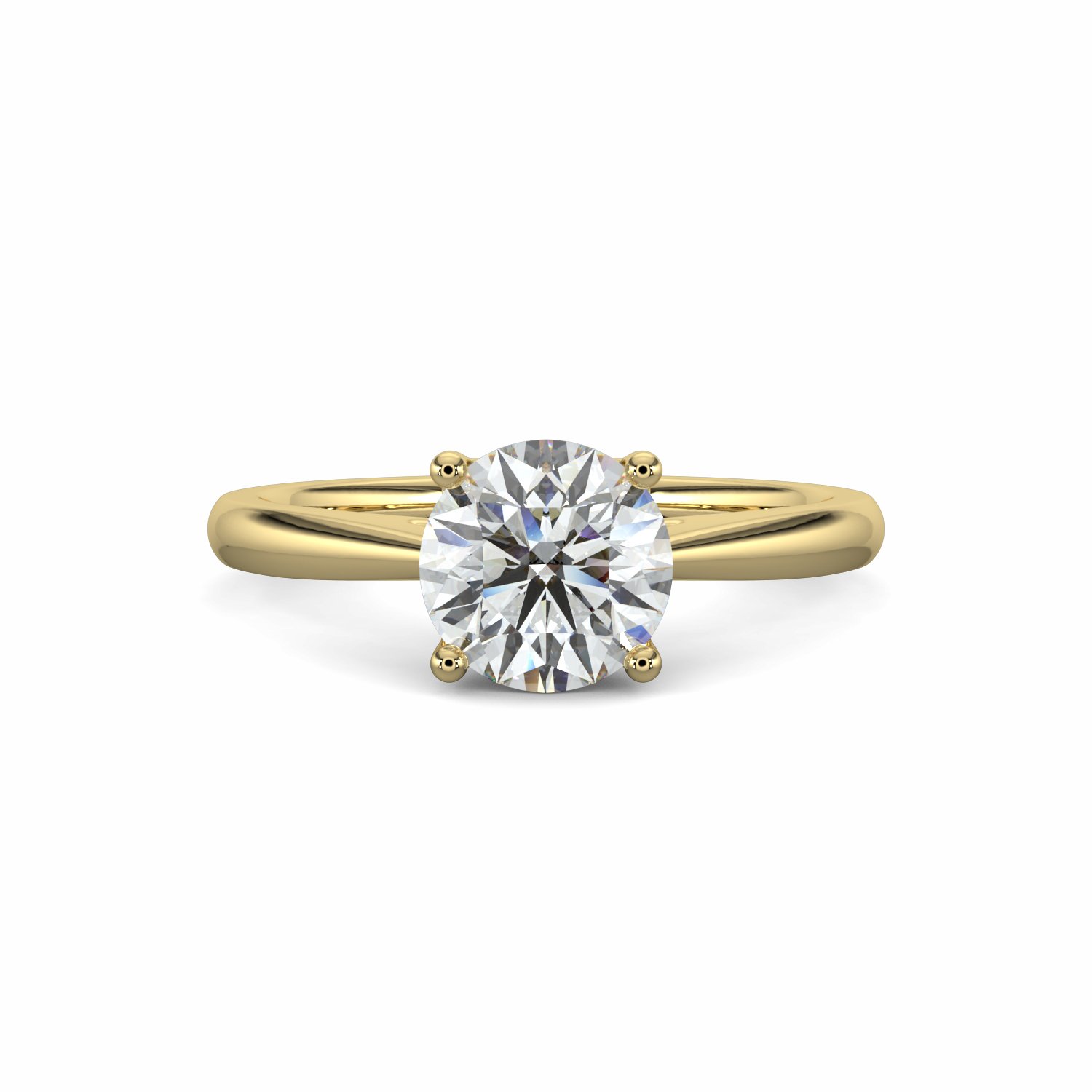 18K White Gold Dua Round Cut Solitaire Engagement Ring