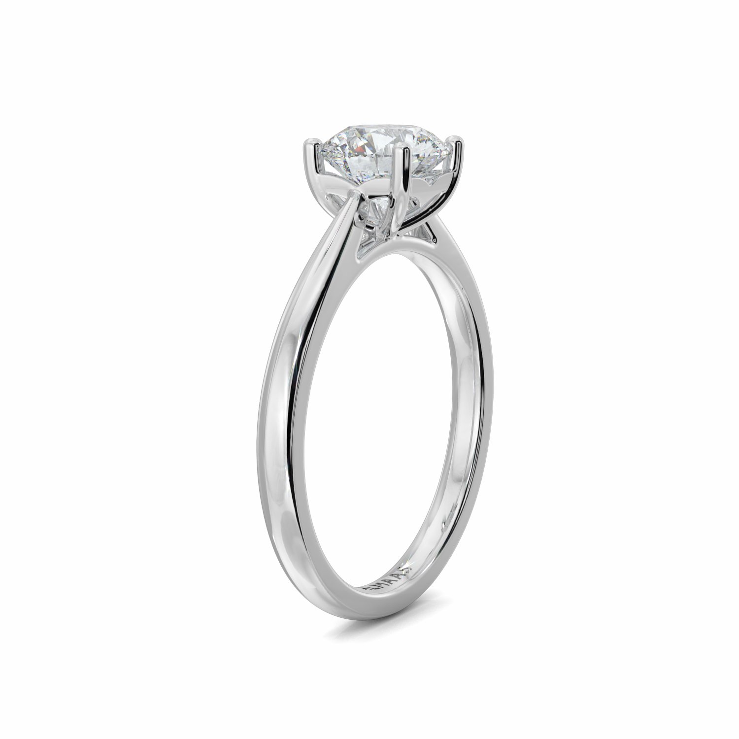 18K White Gold Dua Round Cut Solitaire Engagement Ring