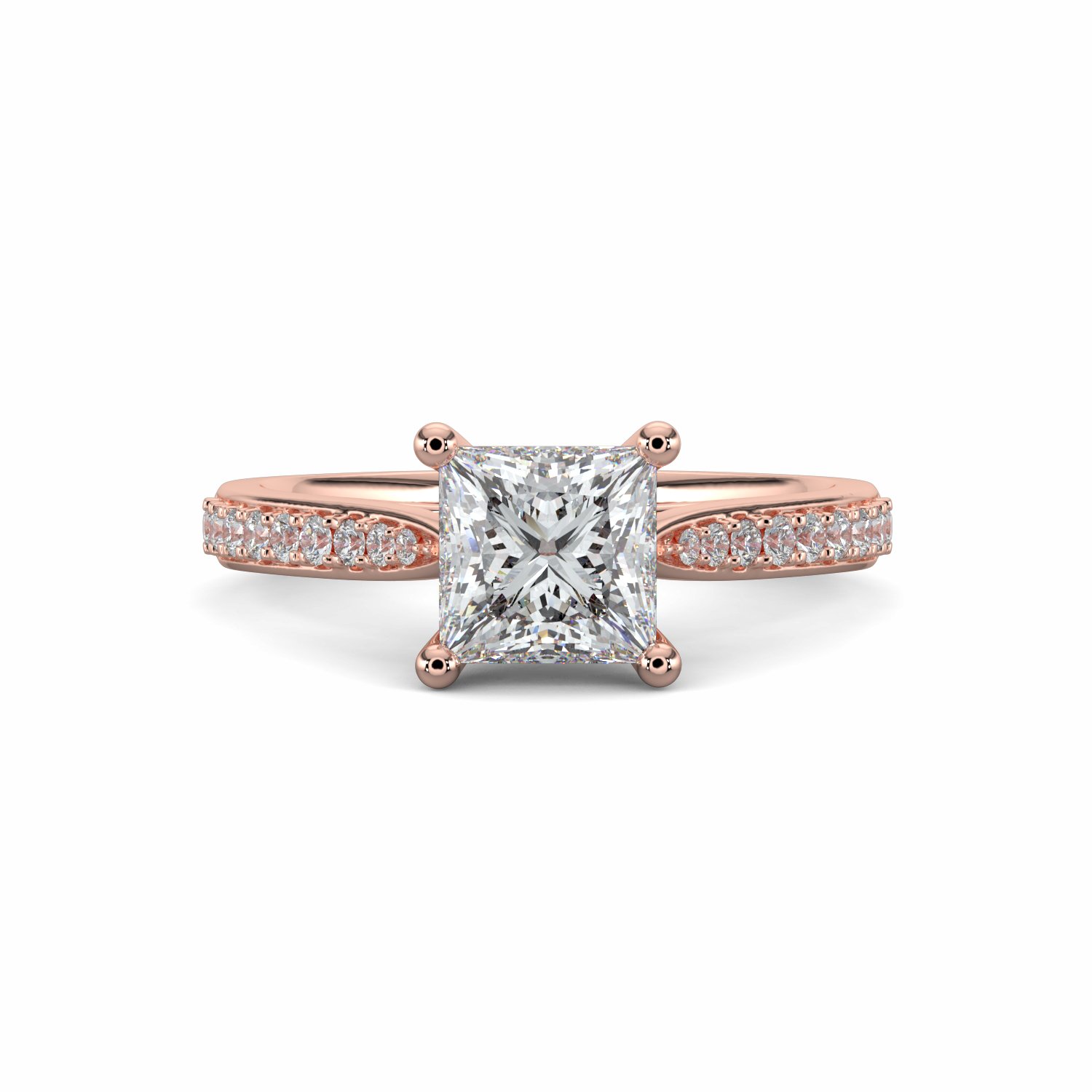 18K Rose Gold Cia Princess Cut Diamond Engagement Ring