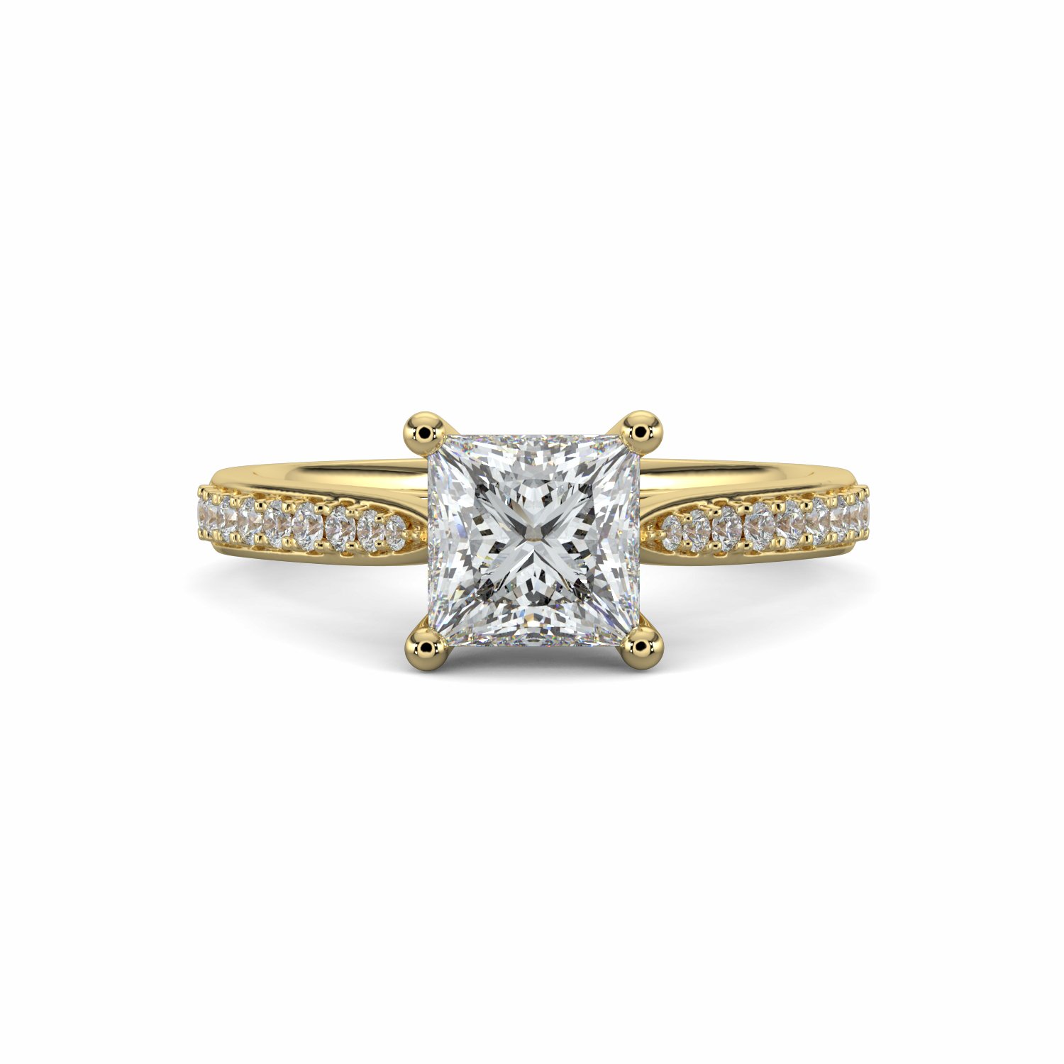 18K Yellow Gold Cia Princess Cut Diamond Engagement Ring