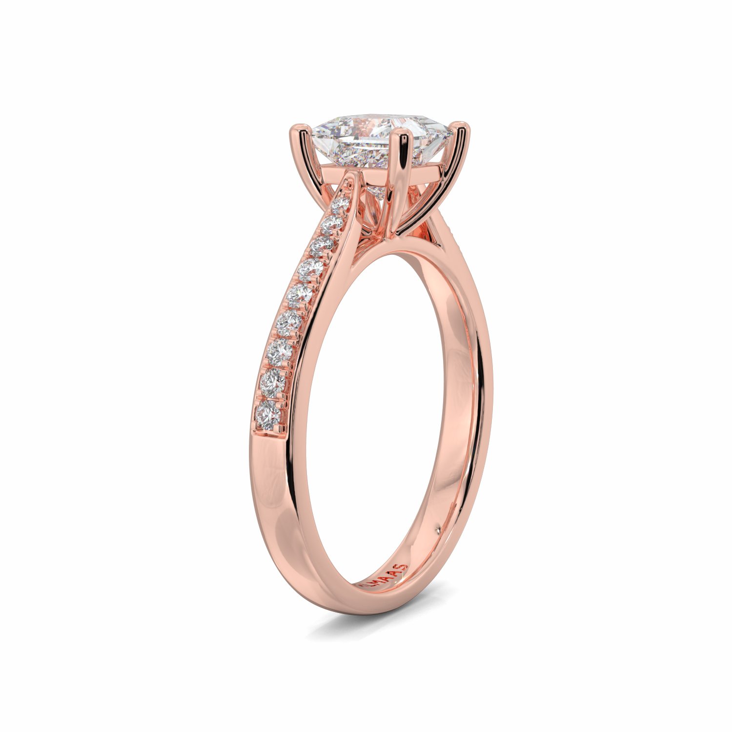 18K Rose Gold Cia Princess Cut Diamond Engagement Ring