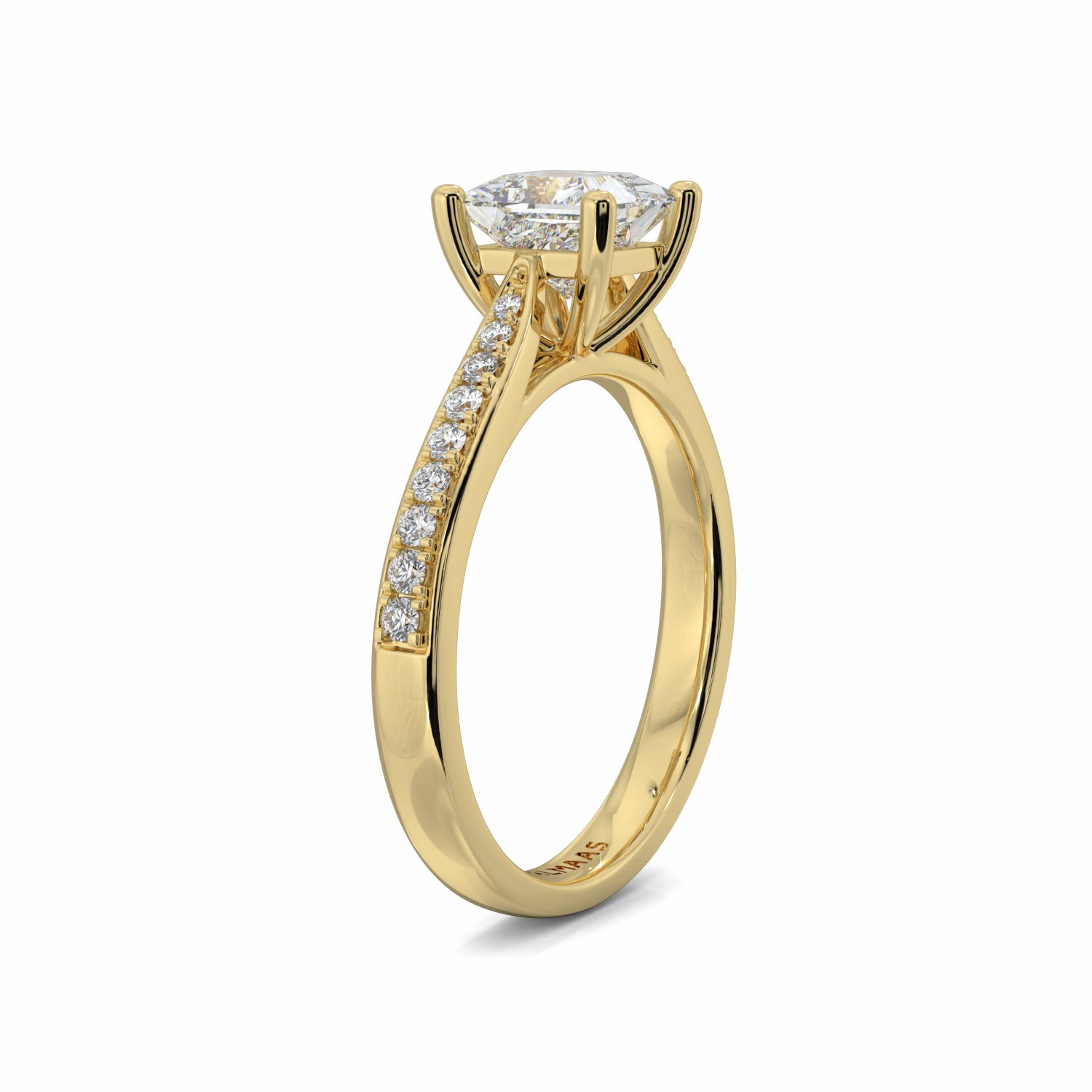 18K Yellow Gold Cia Princess Cut Diamond Engagement Ring