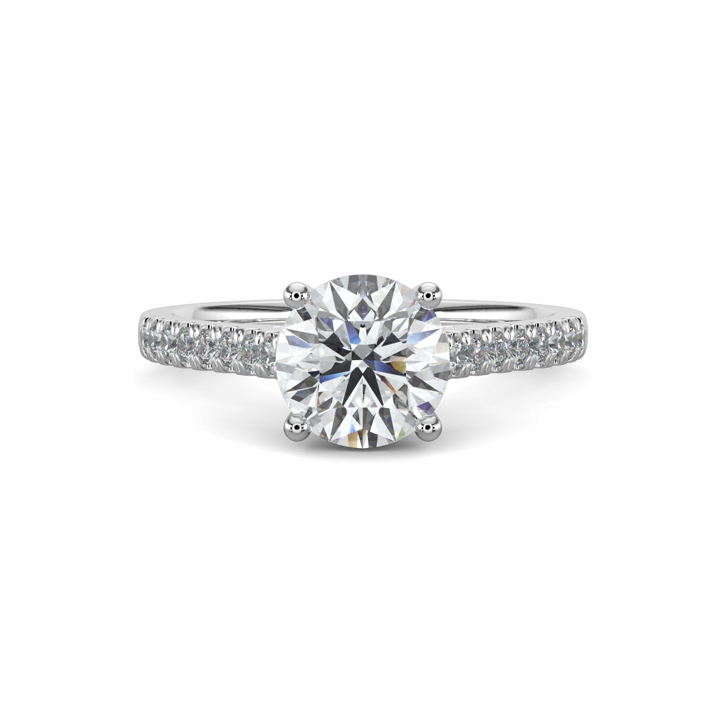 18K White Gold Lenora Diamond Shoulder Engagement Ring