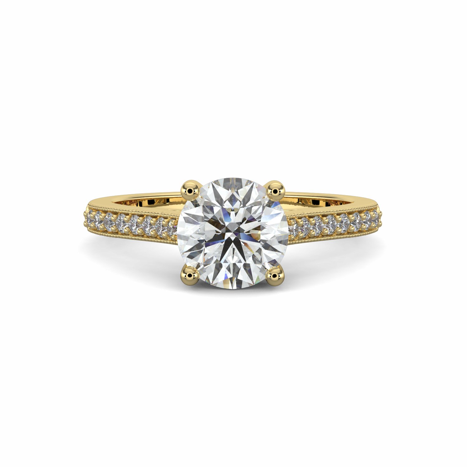 18K White Gold Edith Diamond Shoulder Engagement Ring