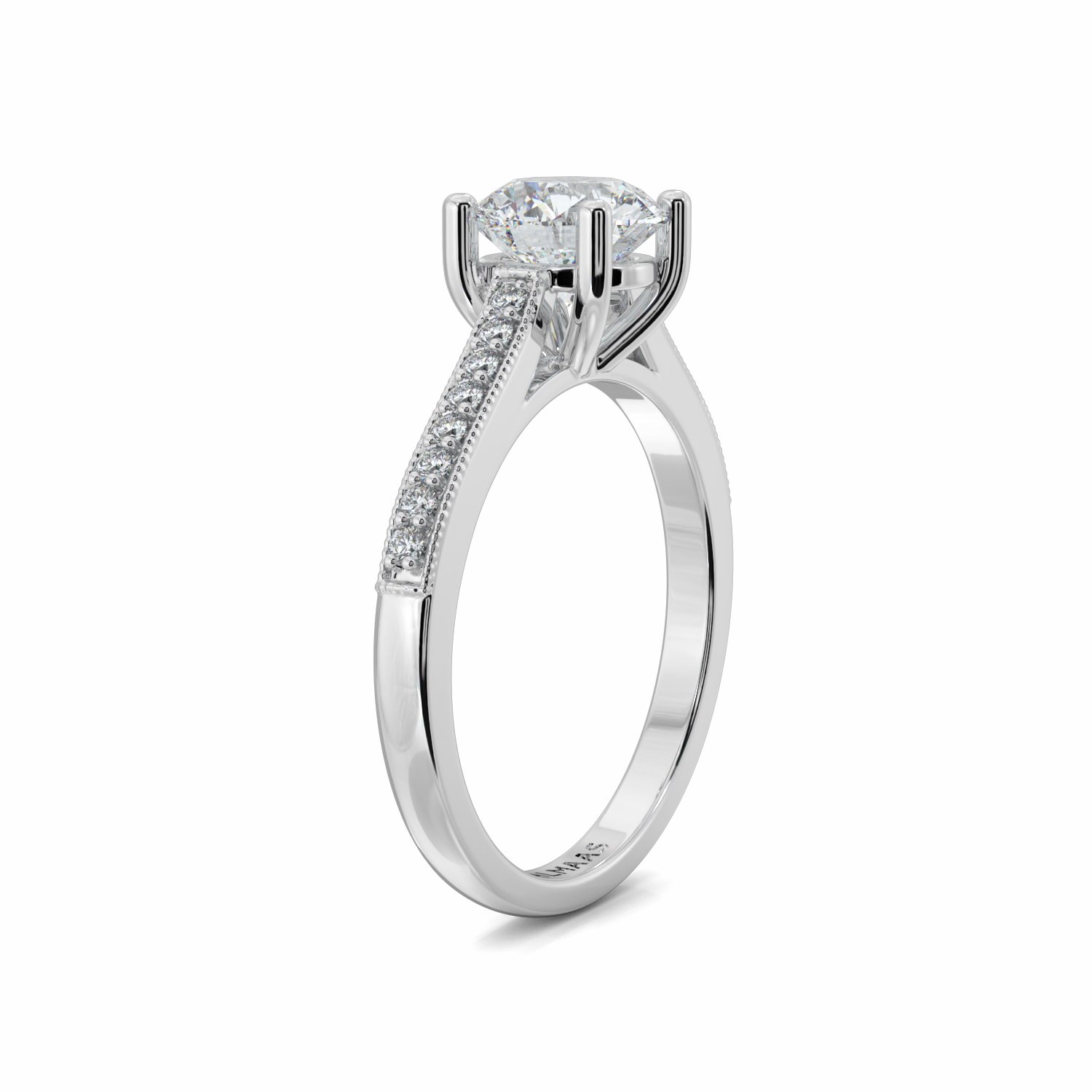 18K White Gold Edith Diamond Shoulder Engagement Ring