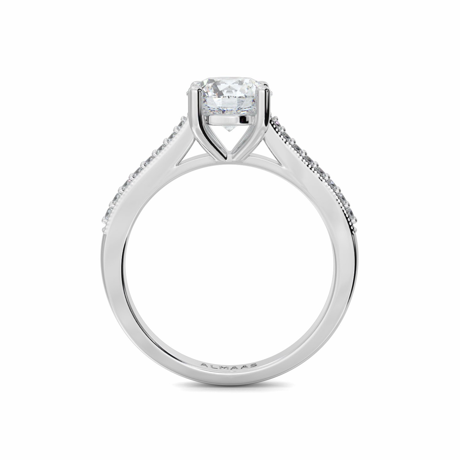 18K White Gold Edith Diamond Shoulder Engagement Ring