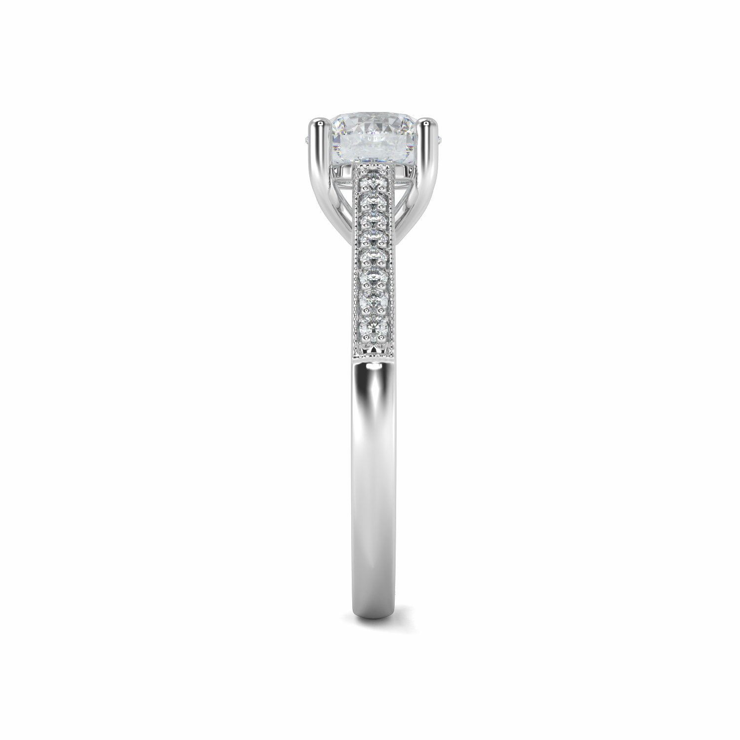 18K White Gold Edith Diamond Shoulder Engagement Ring