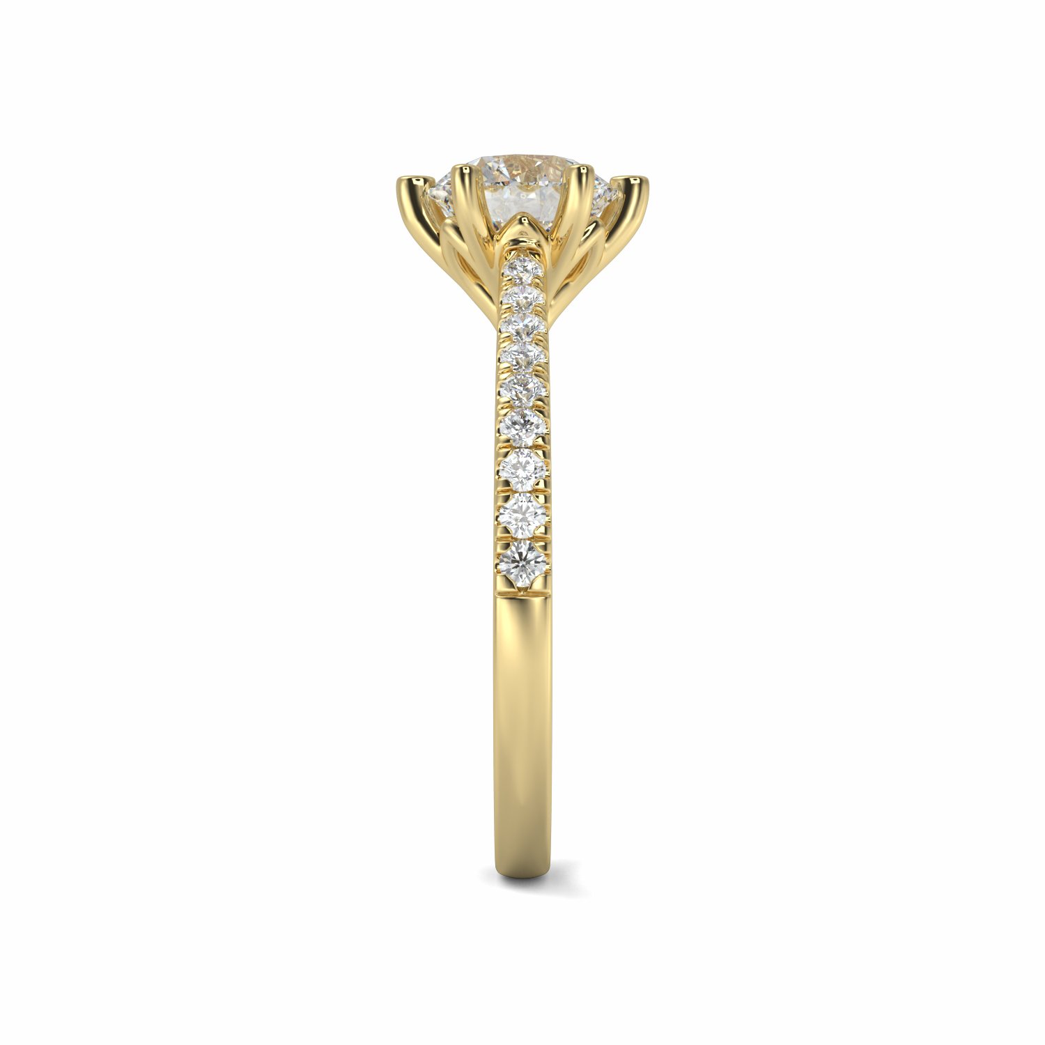 18K Yellow Gold Izadora Diamond Shoulder Engagement Ring