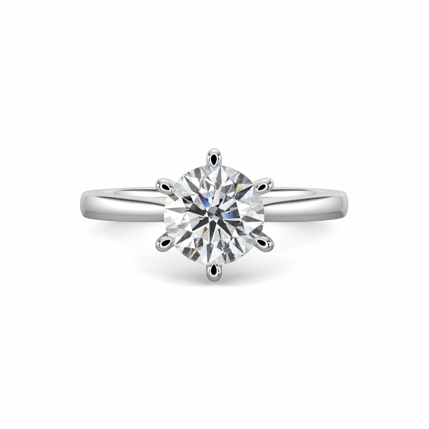 18K White Gold Daisy Solitaire Diamond Engagement Ring