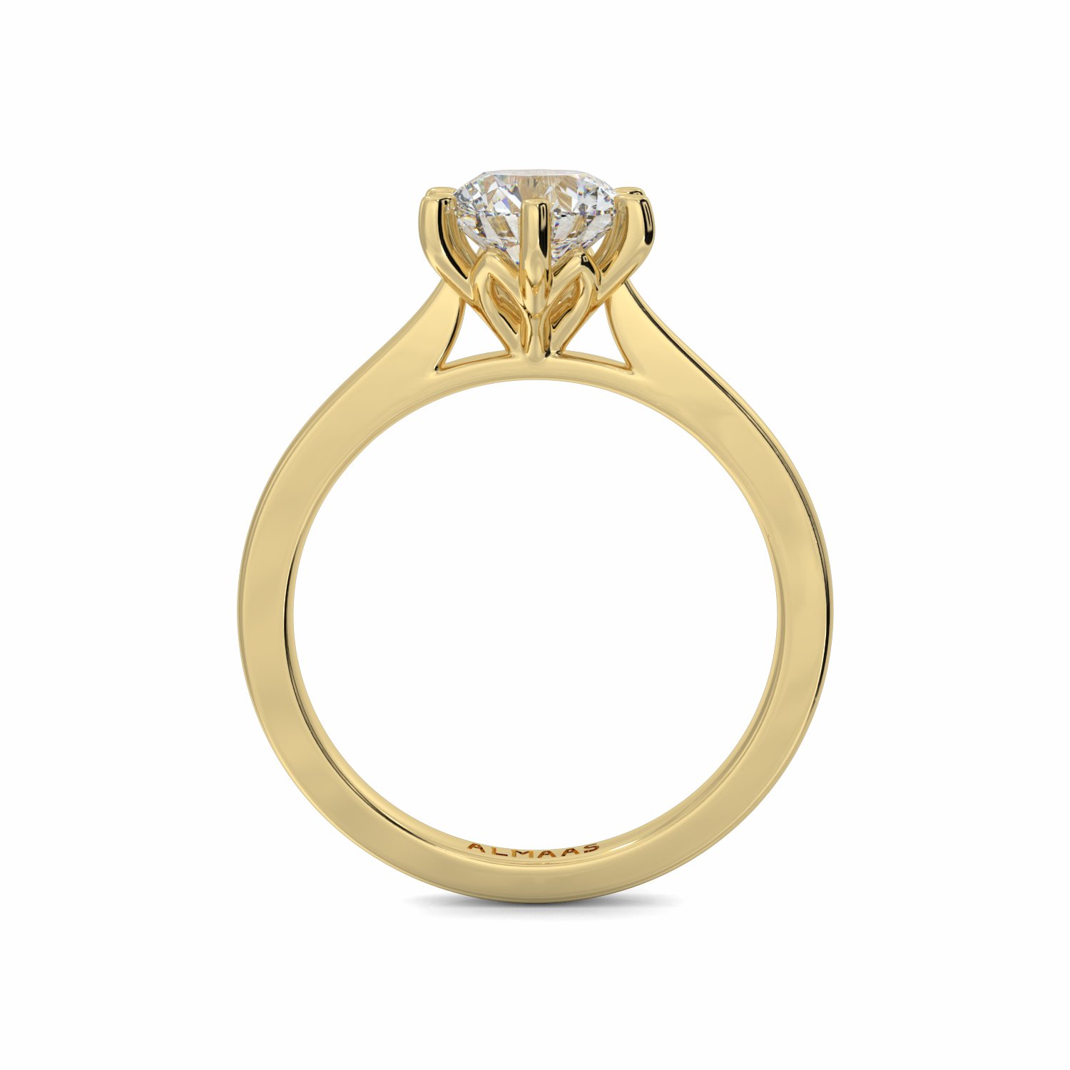 18K Yellow Gold Daisy Solitaire Diamond Engagement Ring