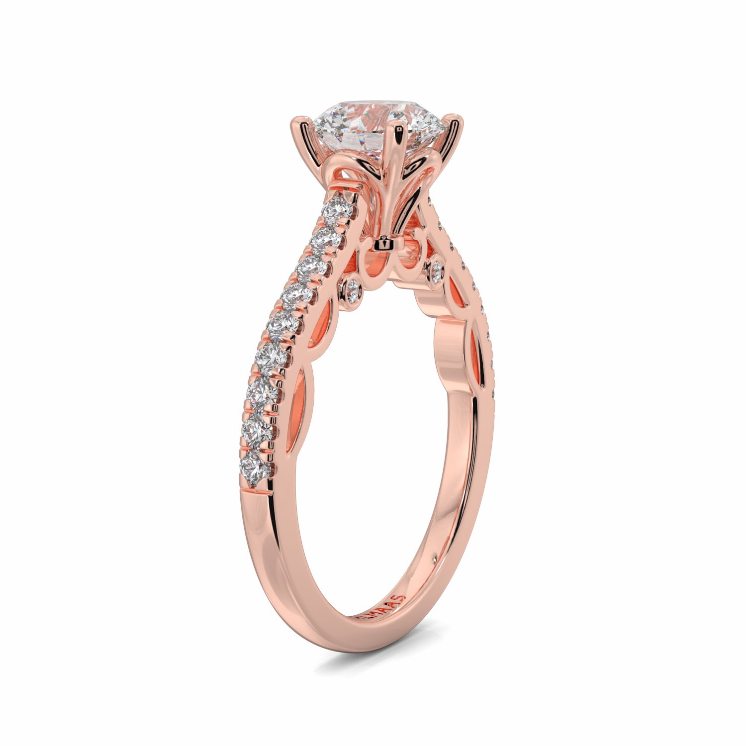 18K Rose Gold Elsa Diamond Shoulder Engagement Ring
