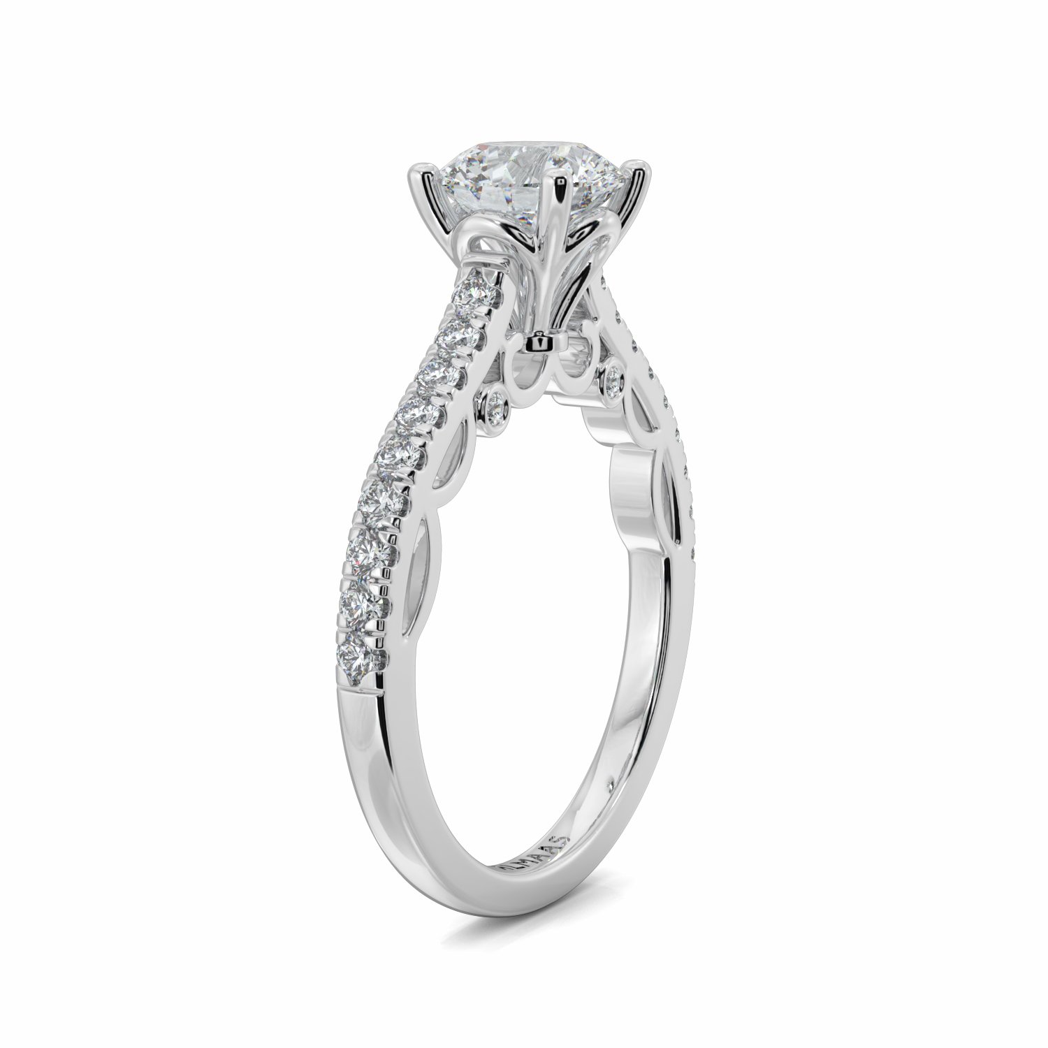 18K White Gold Elsa Diamond Shoulder Engagement Ring