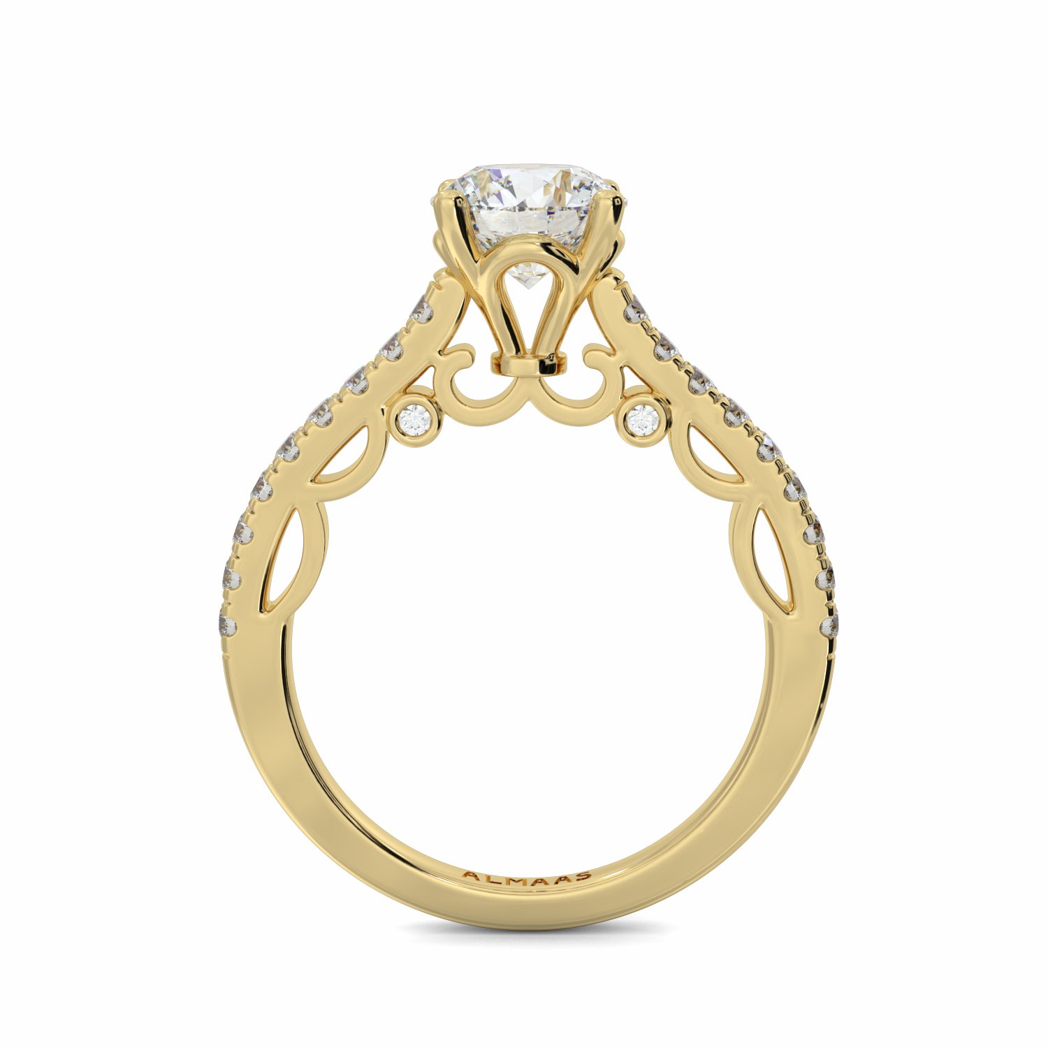 18K Yellow Gold Elsa Diamond Shoulder Engagement Ring