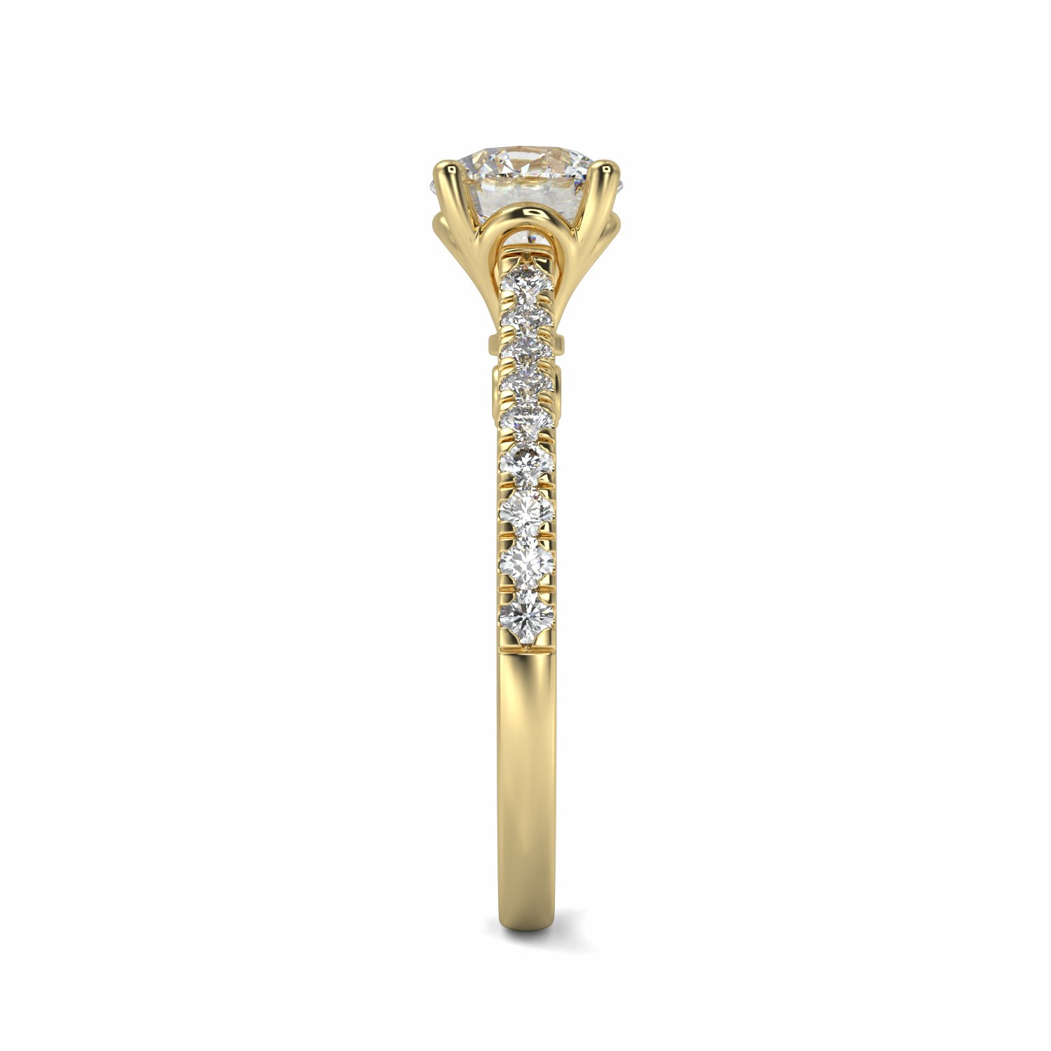 18K Yellow Gold Elsa Diamond Shoulder Engagement Ring