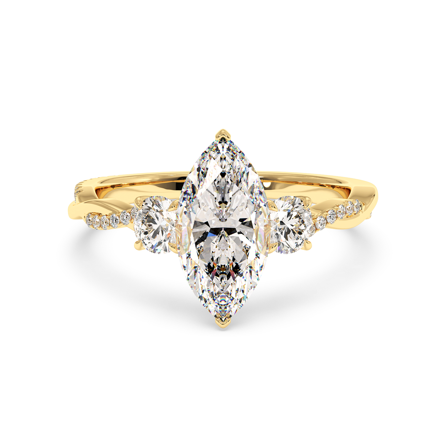 18K Yellow Gold Posie Engagement Ring