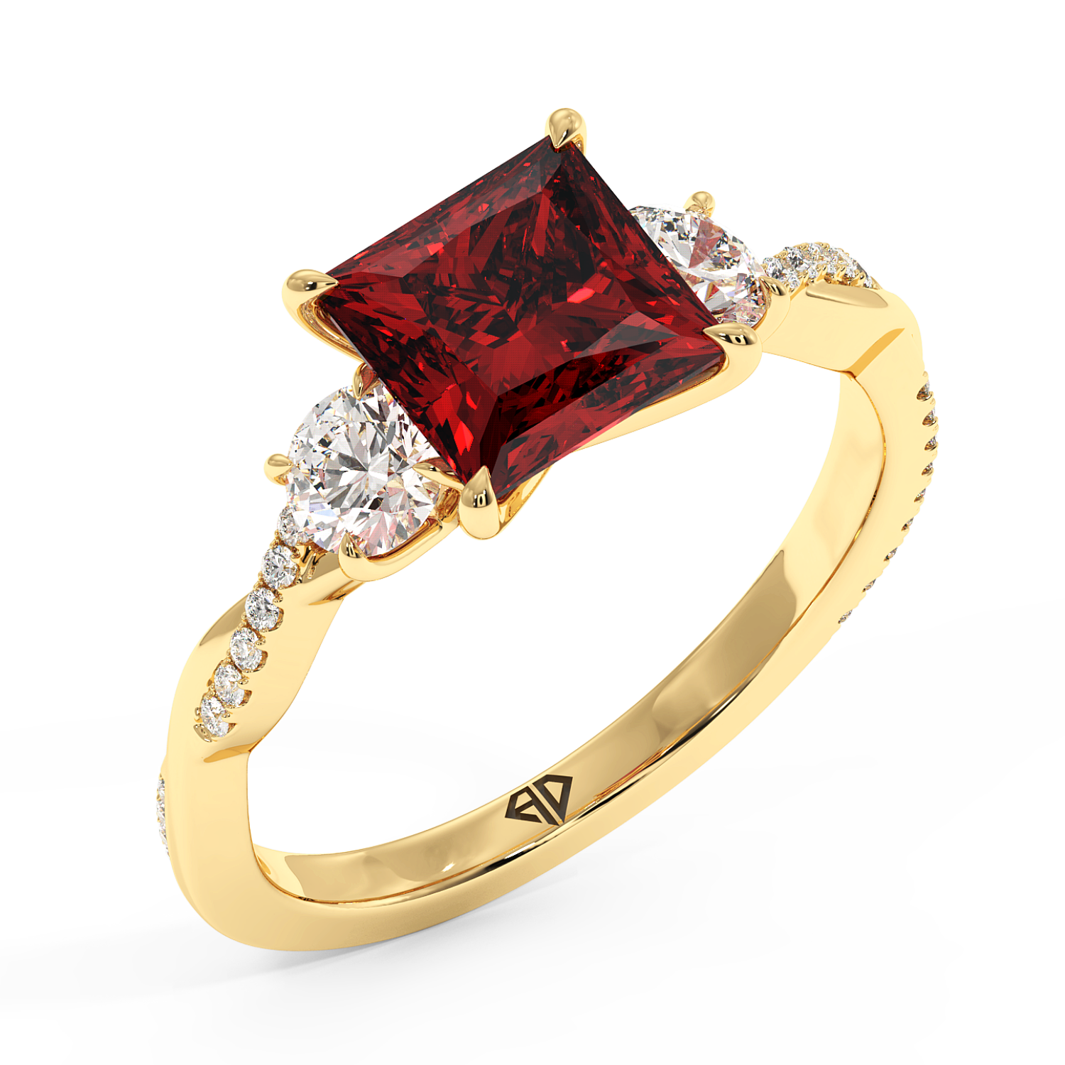 18K Yellow Gold Posie Engagement Ring