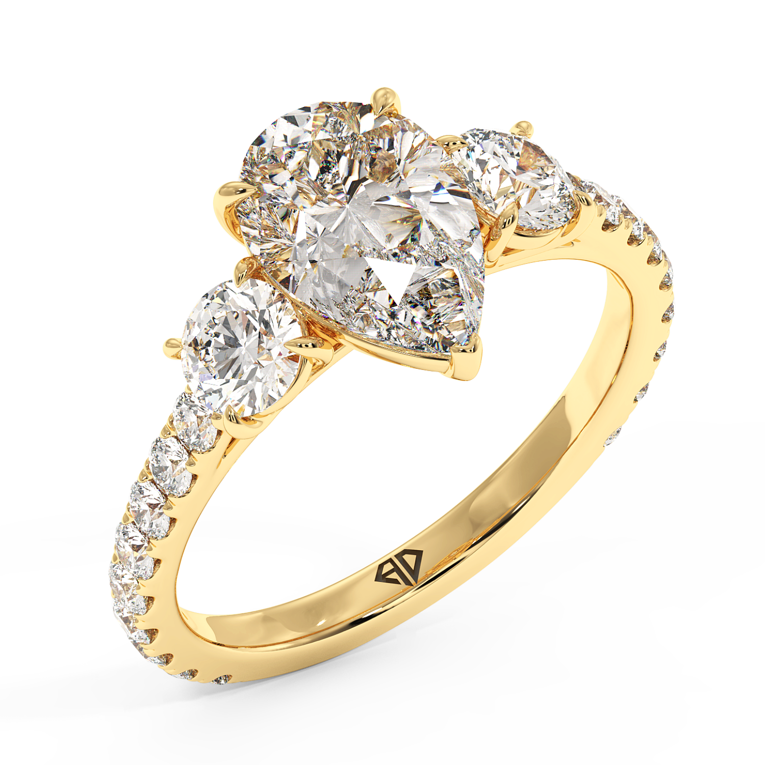 18K Yellow Gold Blossom Engagement Ring