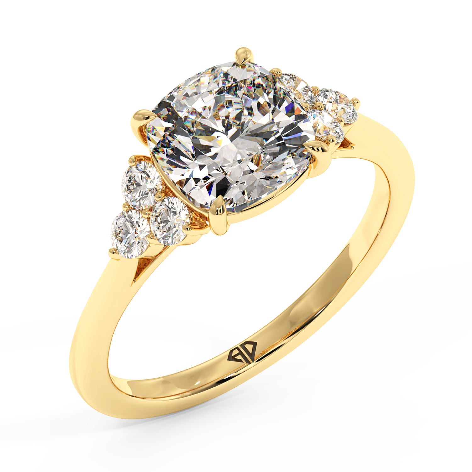 18K Yellow Gold Sasha Trilogy Engagement Ring