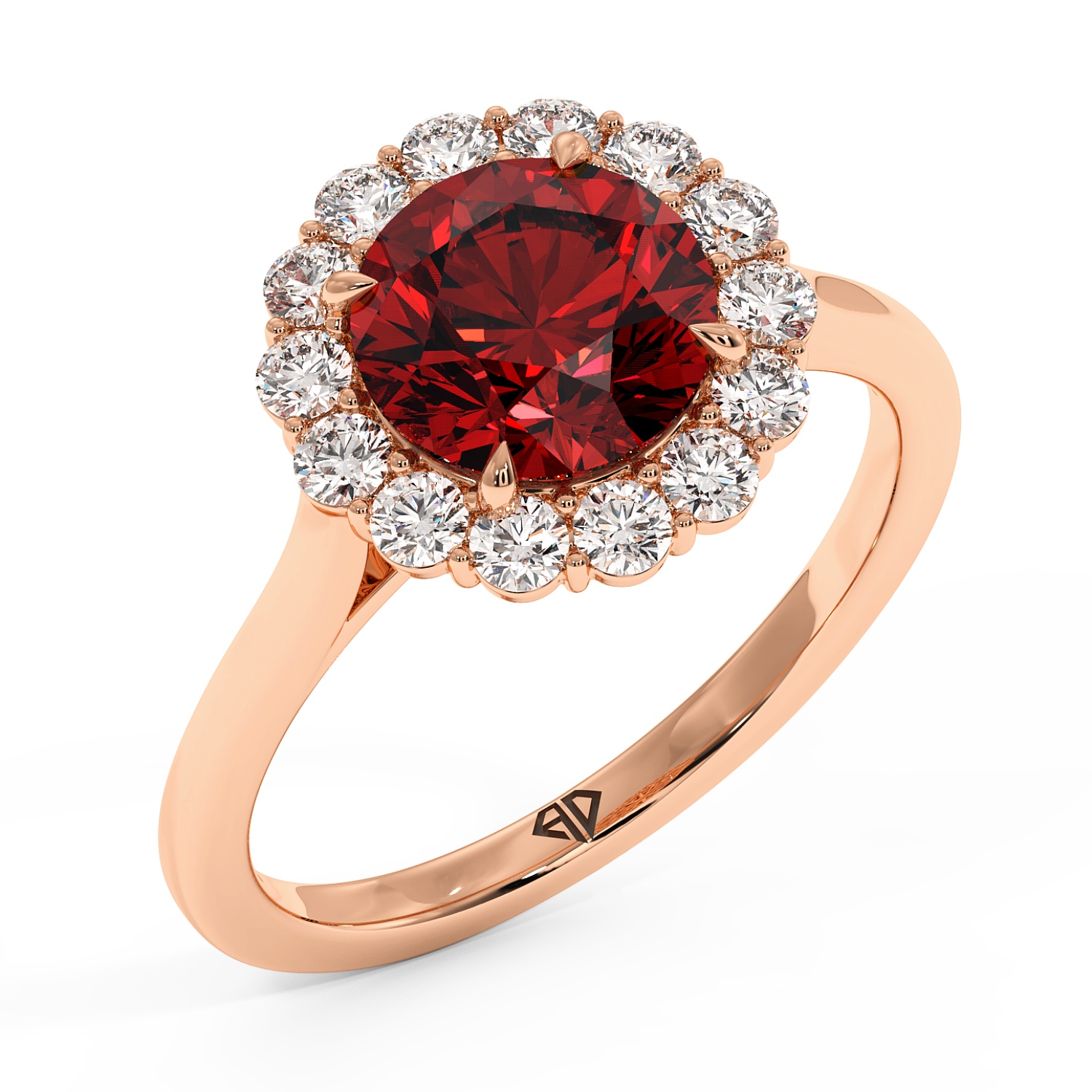 18K Rose Gold Matilda Halo Diamond Engagement Ring